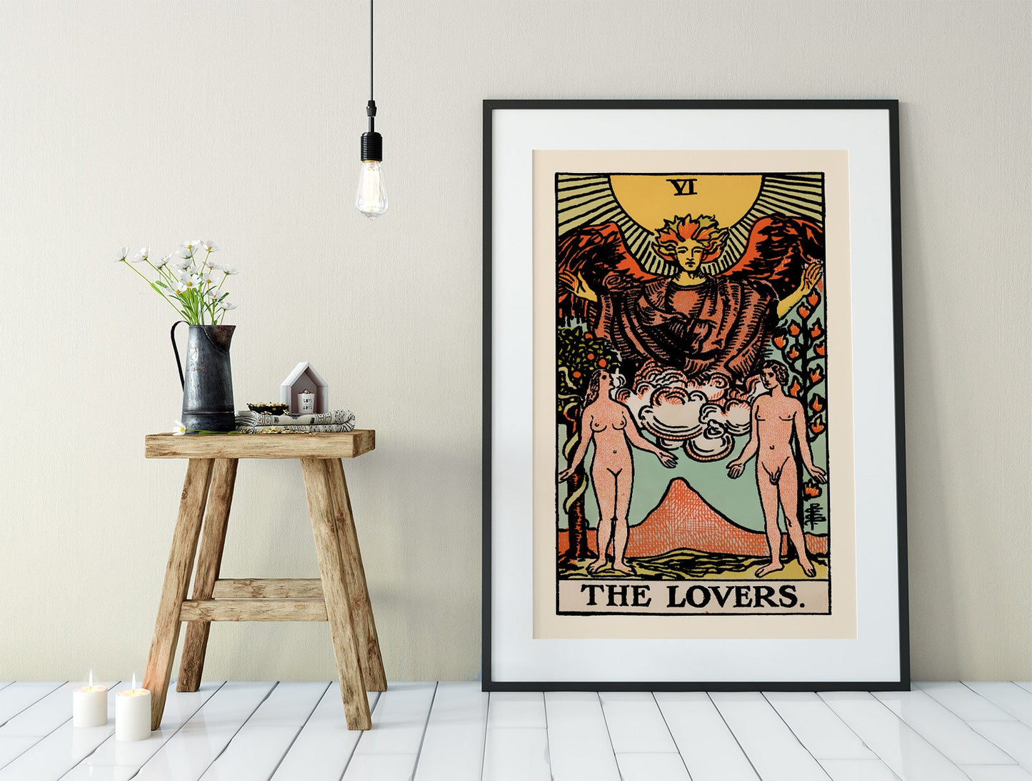 The Lovers - Tarot Card Print - The Blue Sky Lovers Card Poster, No Frame