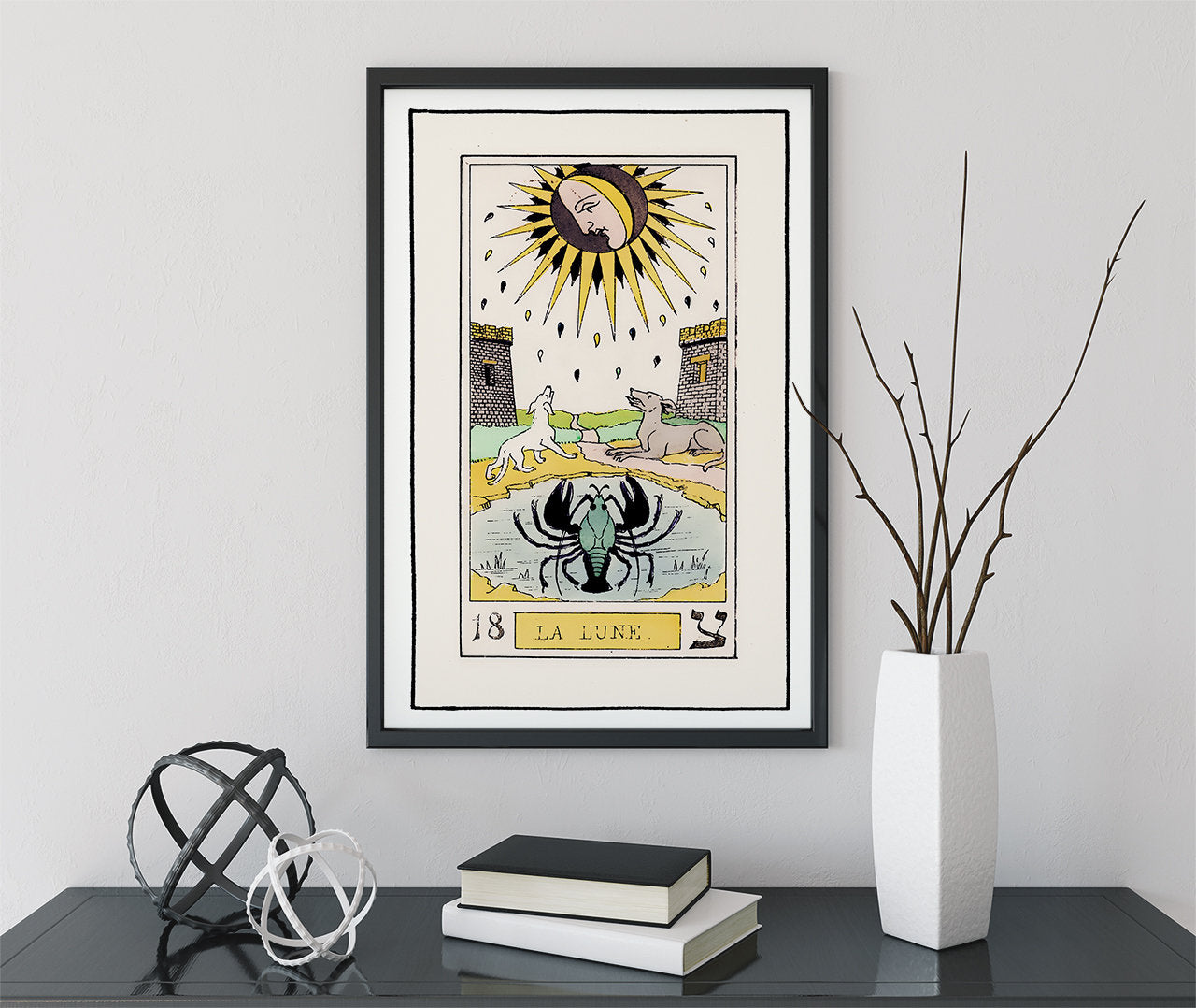 The Moon- Tarot Card Print - The Moon Card Tarot Poster an Oswald Wirth Print, No Frame