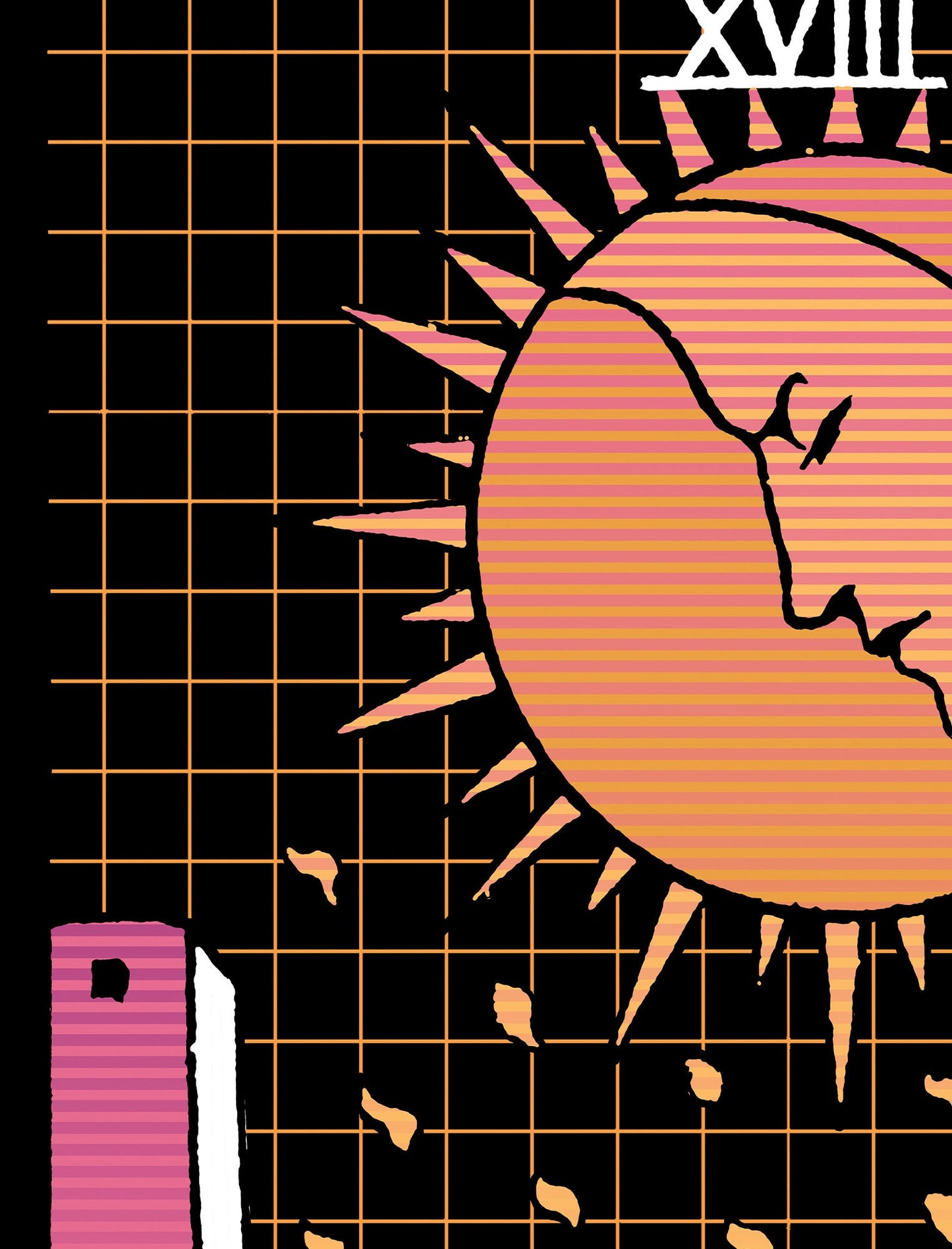 The Moon Vaporwave - Tarot Card Print - The Moon Poster, No Frame