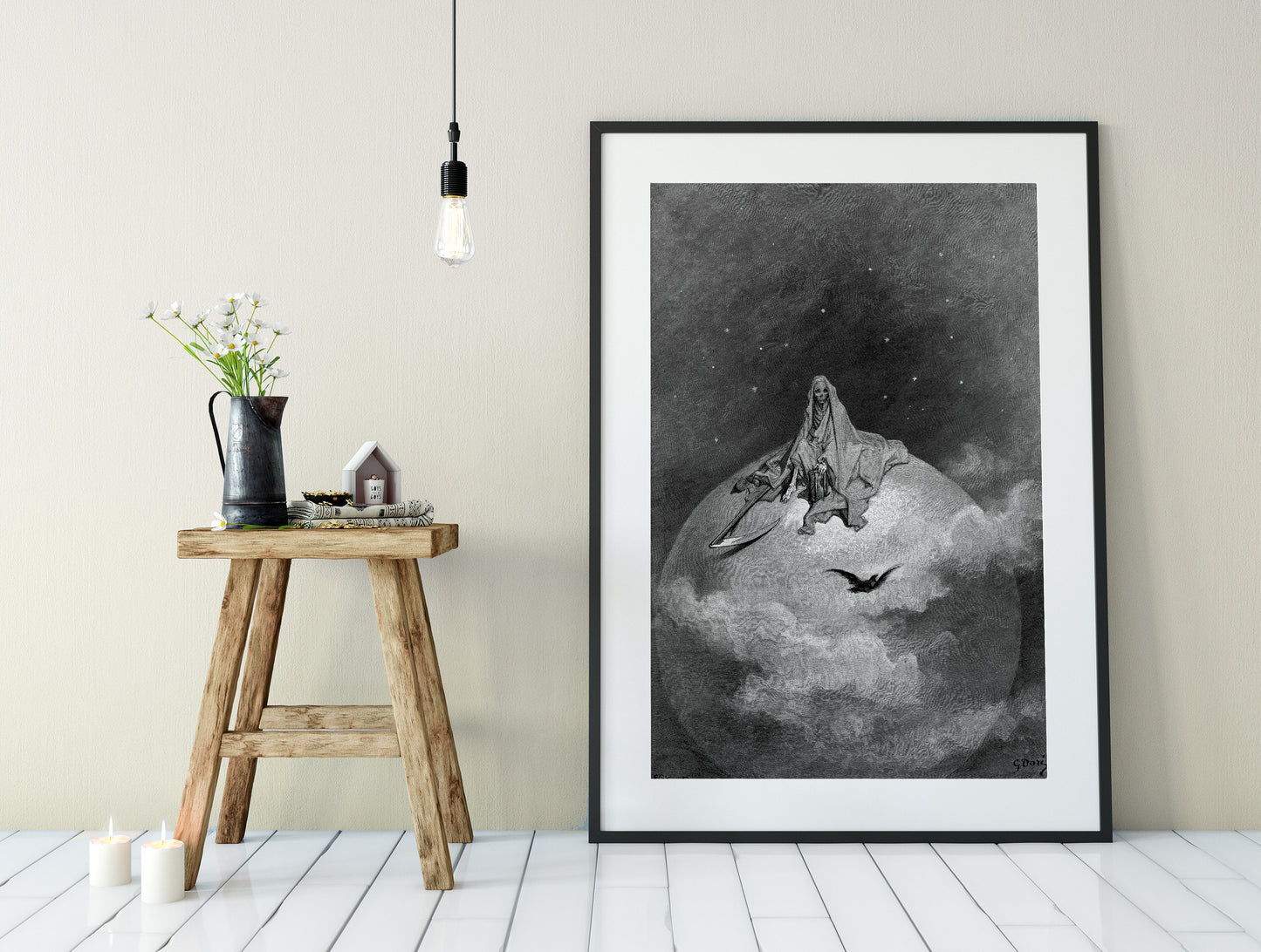 The Raven by Gustave Dore - Black and White Poster, No Frame