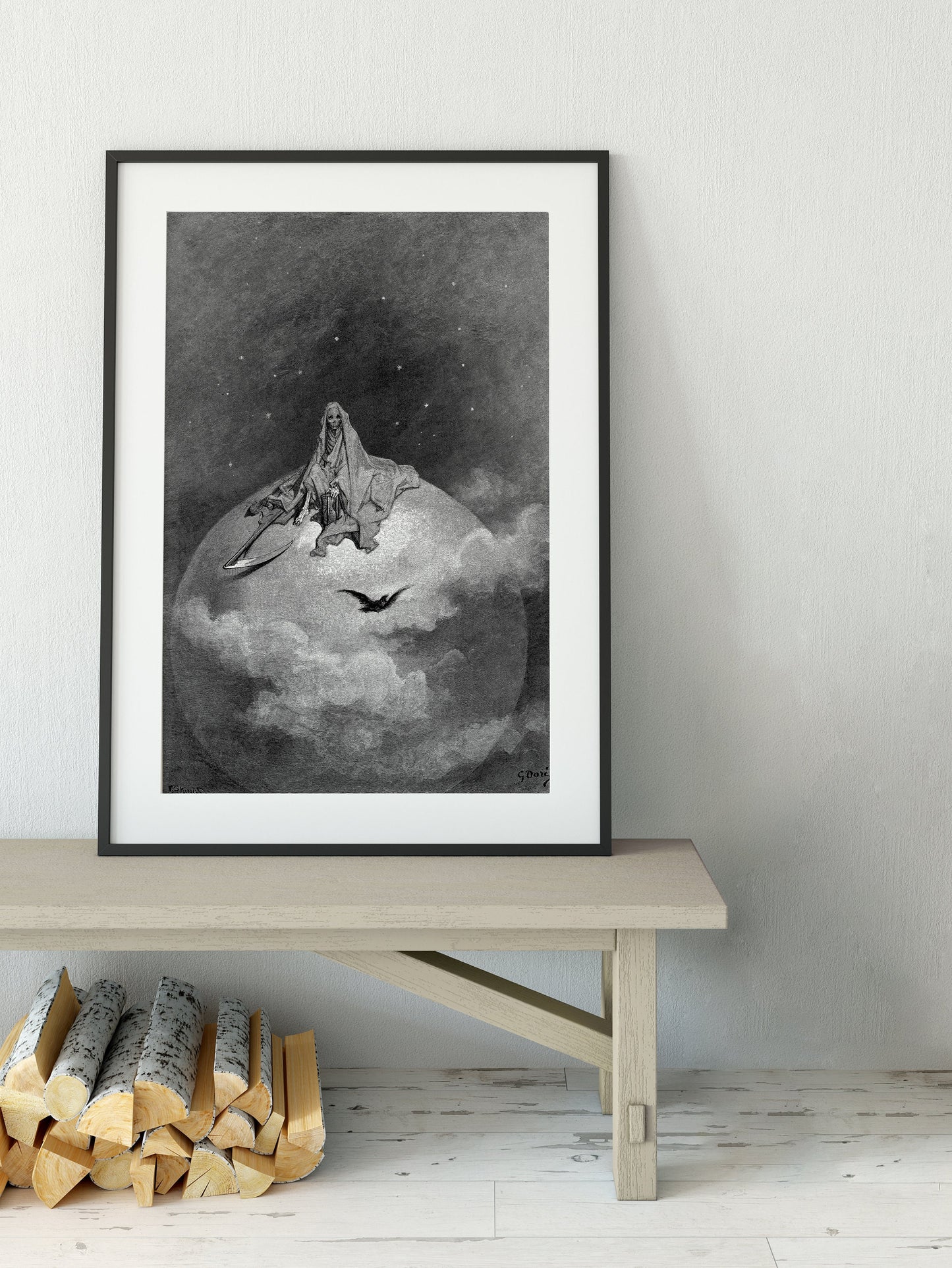 The Raven by Gustave Dore - Black and White Poster, No Frame