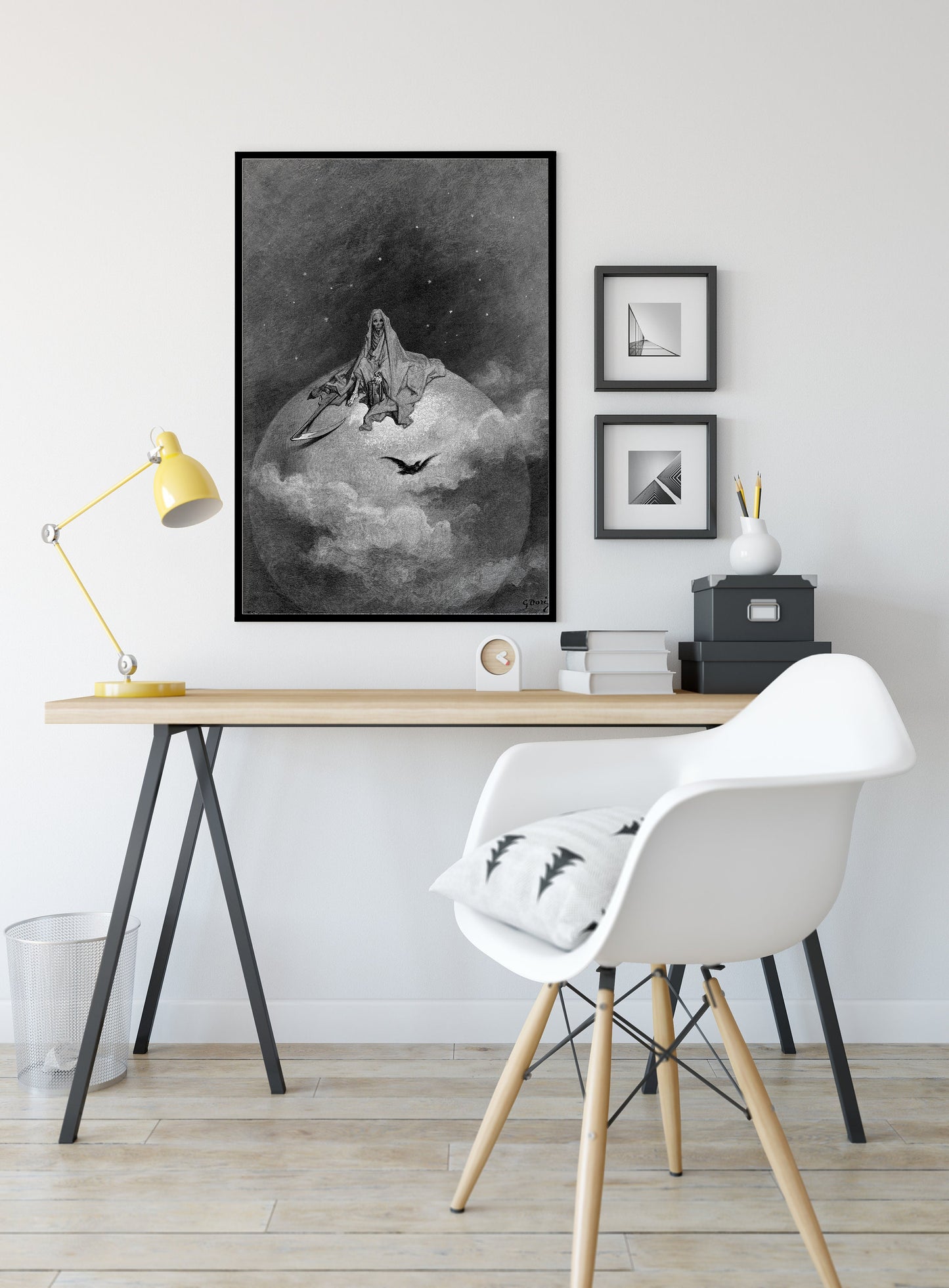 The Raven by Gustave Dore - Black and White Poster, No Frame