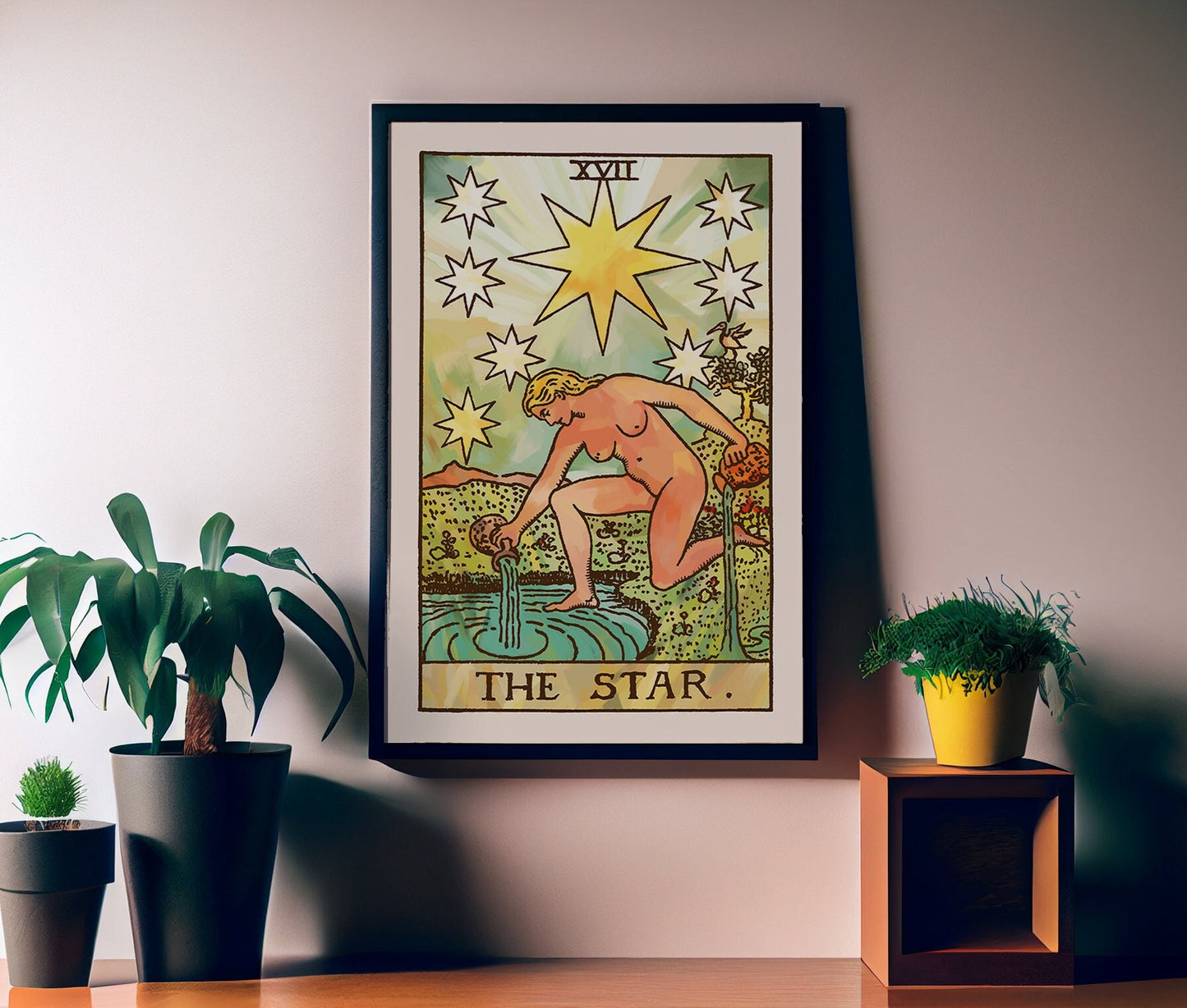 The Star - Painted Tarot Card Print - The Star Painted Poster, No Frame