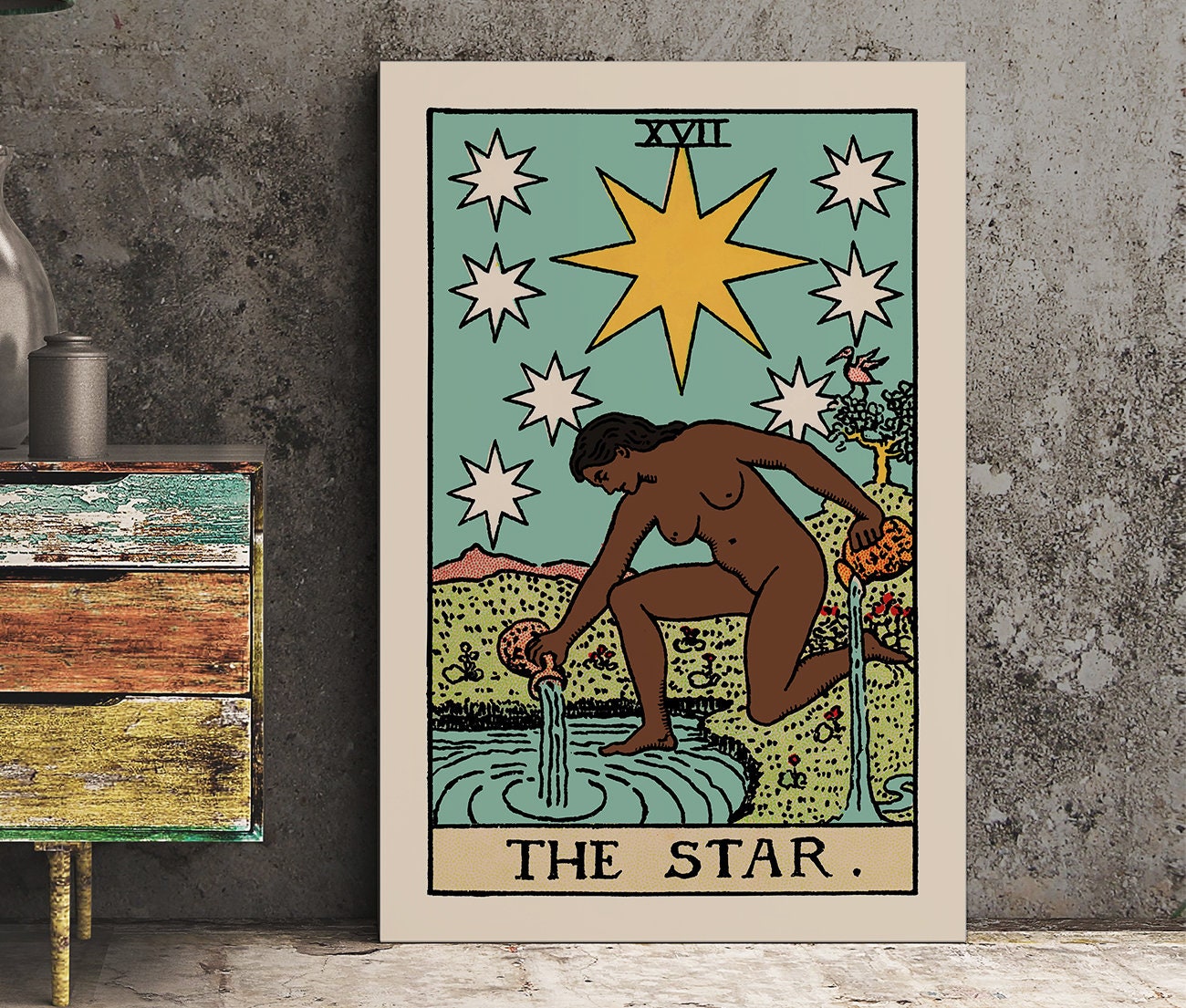 The Star - Tarot Card Print - The Star Black Woman Poster, No Frame