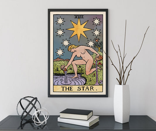 The Star - Tarot Card Print - The Star Watercolor Poster, No Frame