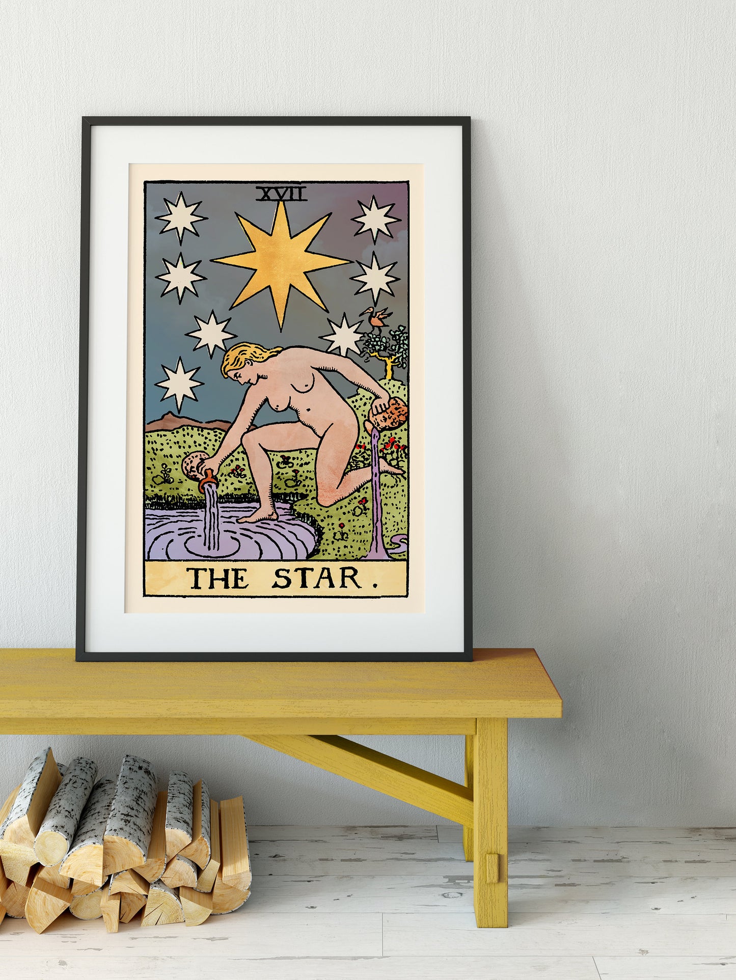 The Star - Tarot Card Print - The Star Watercolor Poster, No Frame