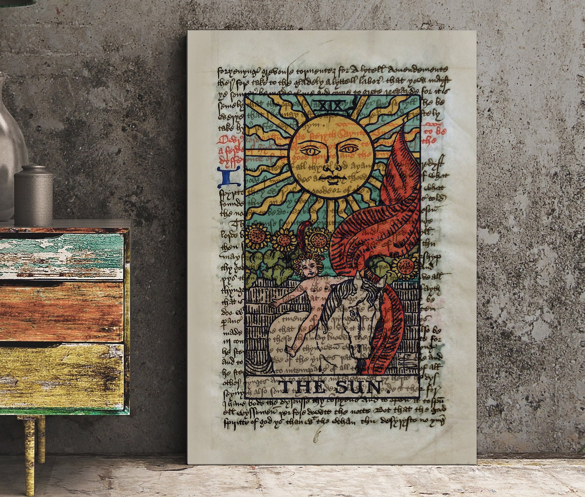 The Sun- Tarot Card Print - The Sun Card Poster, No Frame