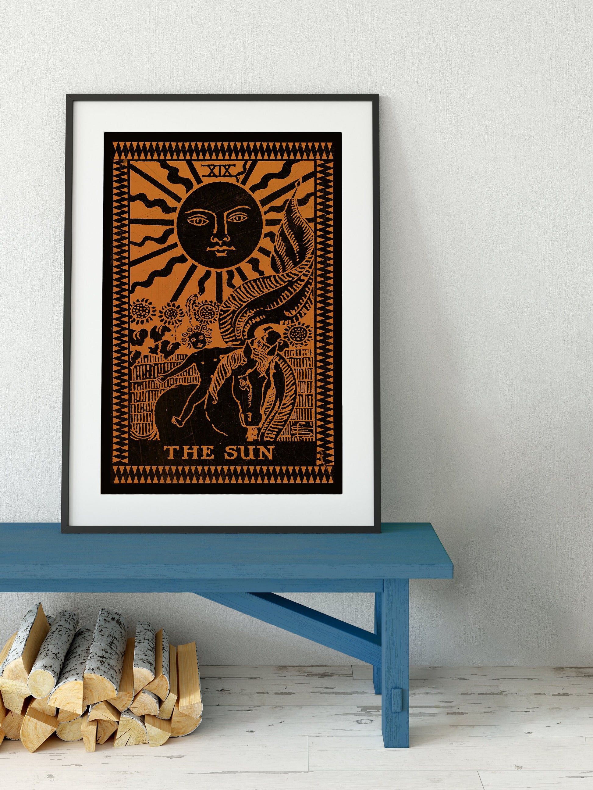 The Sun- Tarot Card Print - The Star Terracotta Poster, No Frame