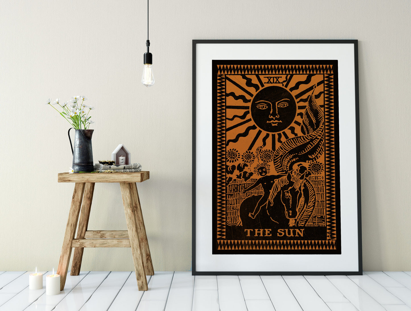 The Sun- Tarot Card Print - The Star Terracotta Poster, No Frame