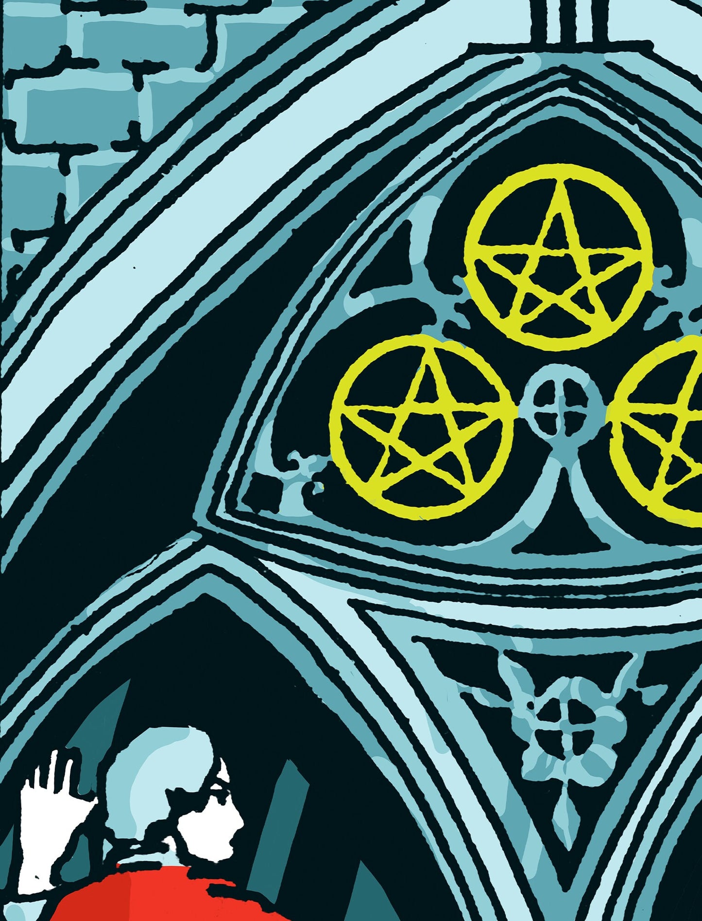 Three of Pentacles- Tarot Card Print - The Three of Pentacles Card Poster, No Frame