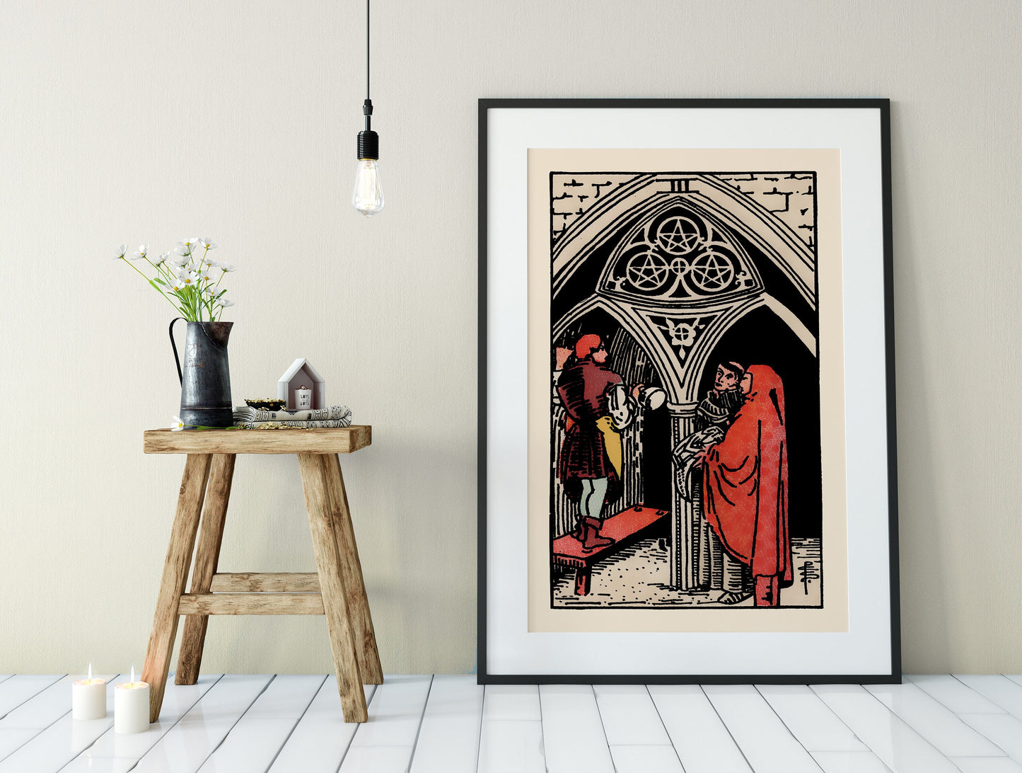 Three of Pentacles- Tarot Card Print - The Three of Pentacles Card Poster, No Frame