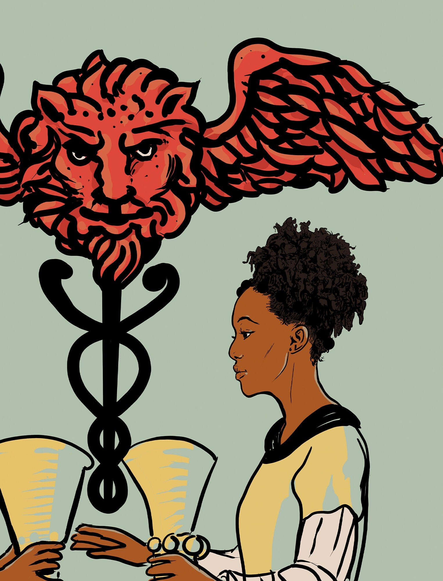 Two of Cups - Tarot Card Print - Two African American Women Card Poster, No Frame