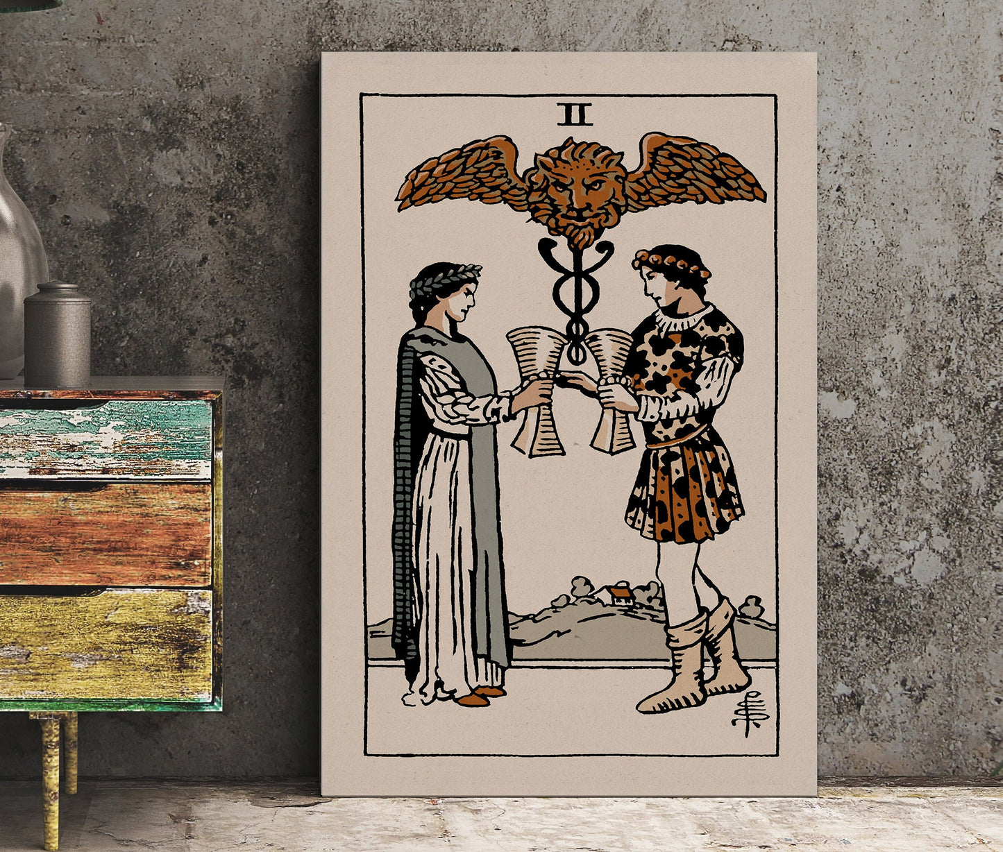 Two Of Cups- Tarot Card Print - The 2 Of Cups Card Natural Vibe Poster, No Frame