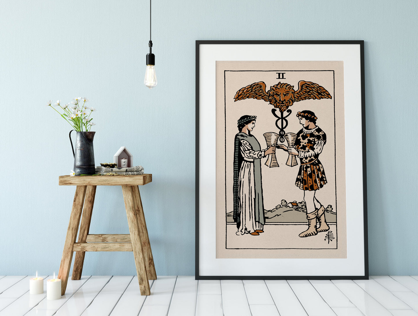 Two Of Cups- Tarot Card Print - The 2 Of Cups Card Natural Vibe Poster, No Frame