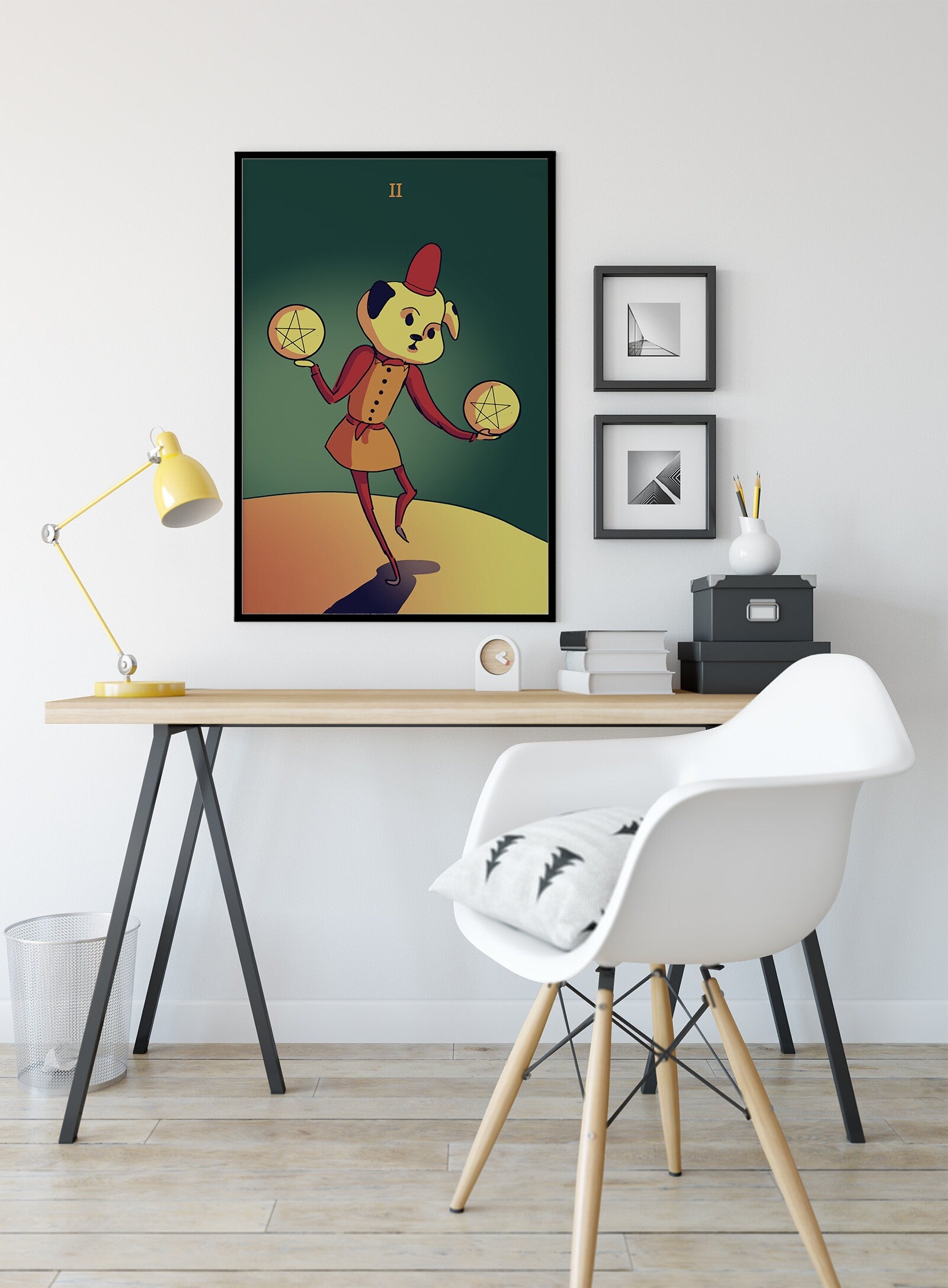 Two of Pentacles- Tarot Card Print - from the Green Menagerie Tarot Coming to Kickstarter Soon - The Two of Pentacles Card Poster, No Frame