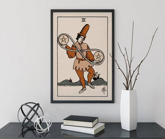 Two Of Pentacles- Tarot Card Print - The 2 Of Pentacles Card Natural Vibe Poster, No Frame