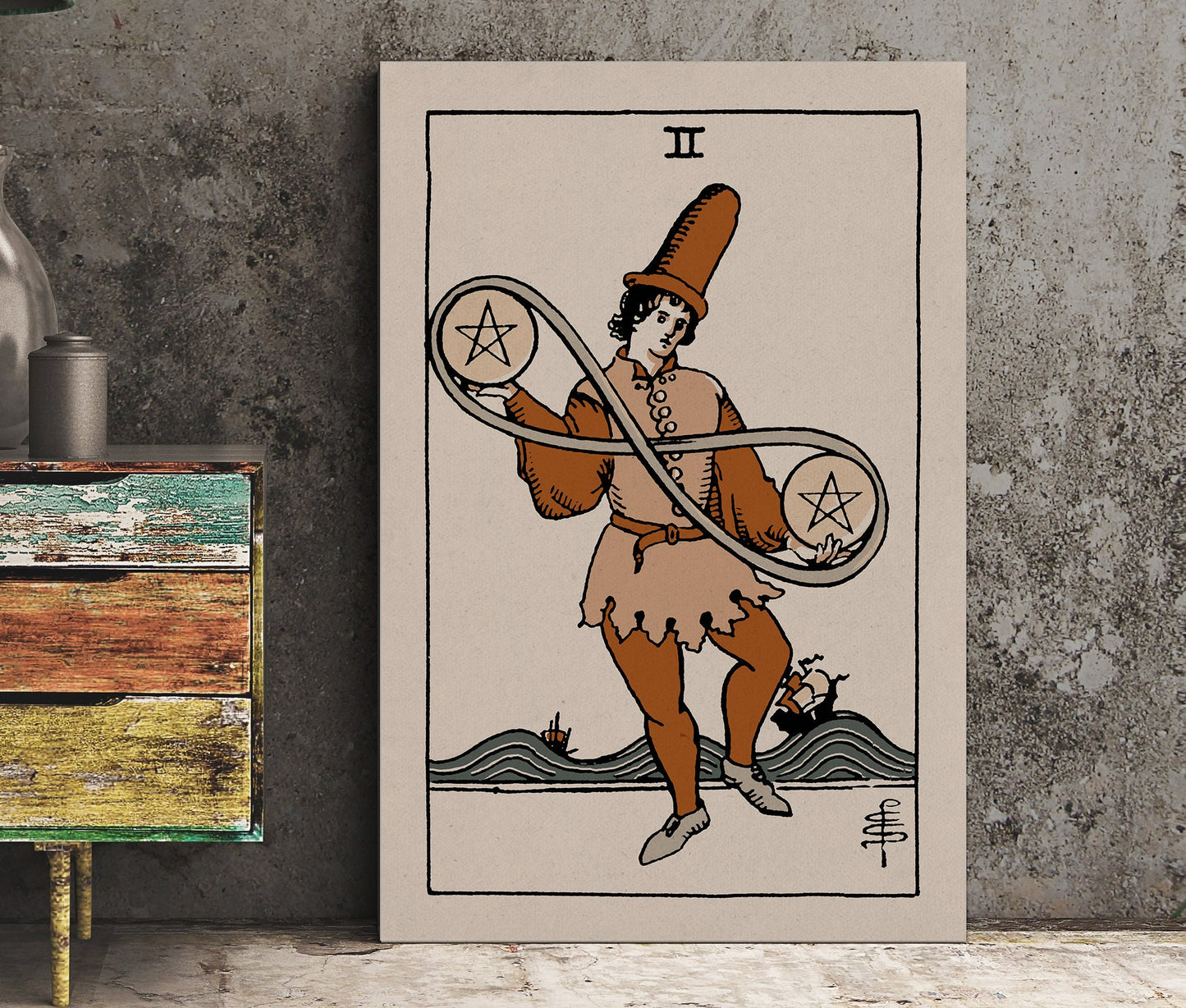 Two Of Pentacles- Tarot Card Print - The 2 Of Pentacles Card Natural Vibe Poster, No Frame