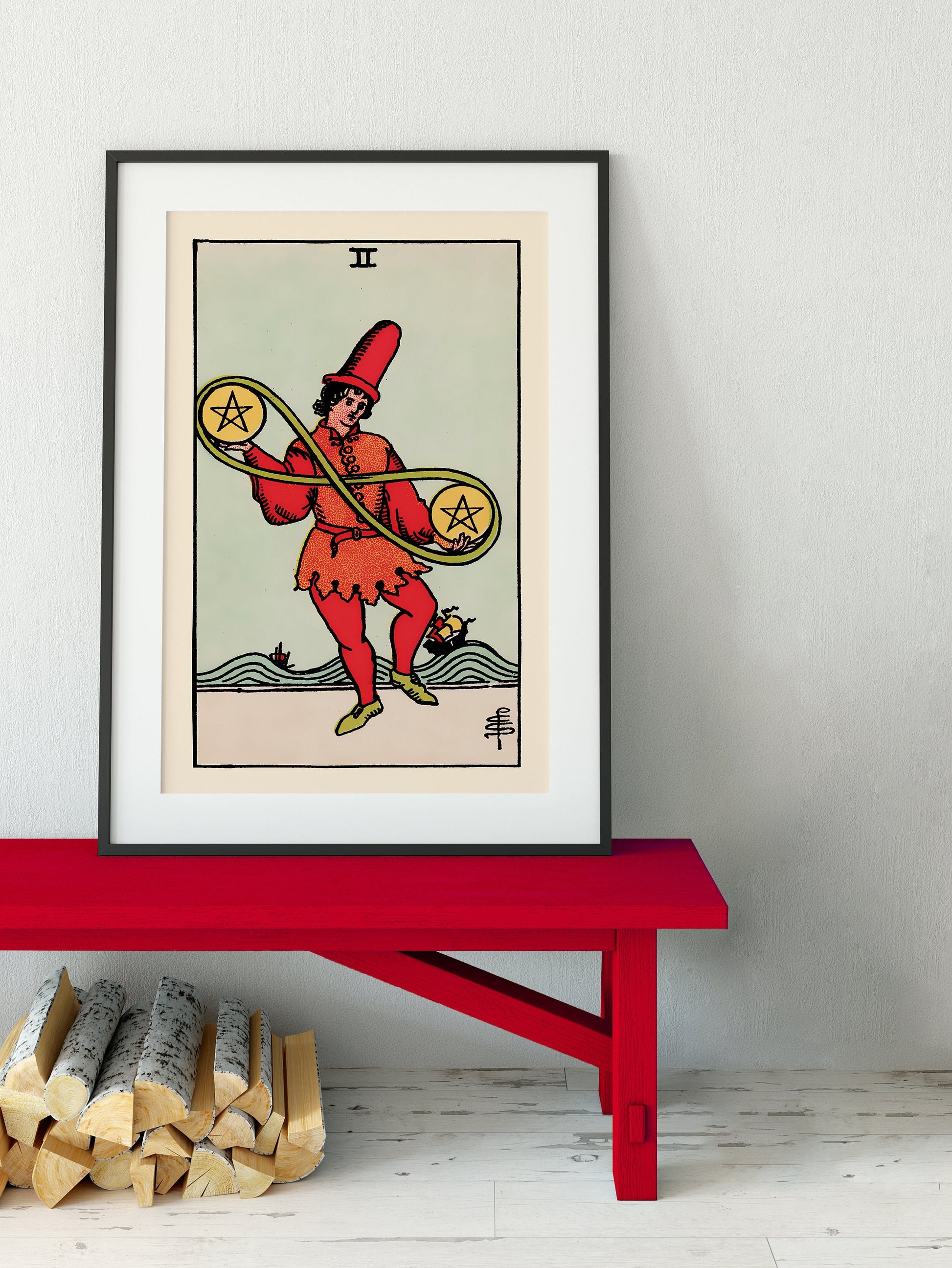 Two of Pentacles- Tarot Card Print - The Two of Pentacles Card Poster, No Frame