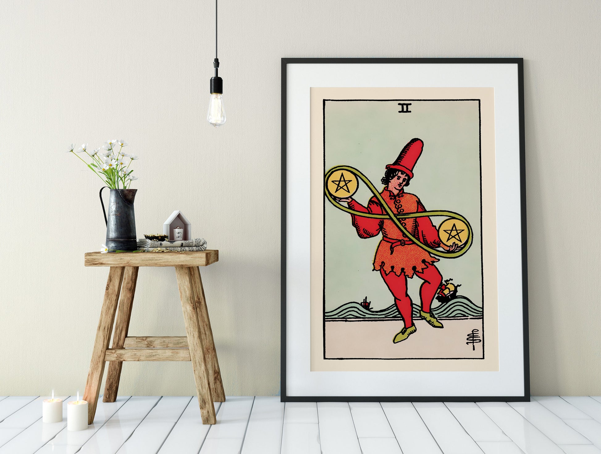 Two of Pentacles- Tarot Card Print - The Two of Pentacles Card Poster, No Frame