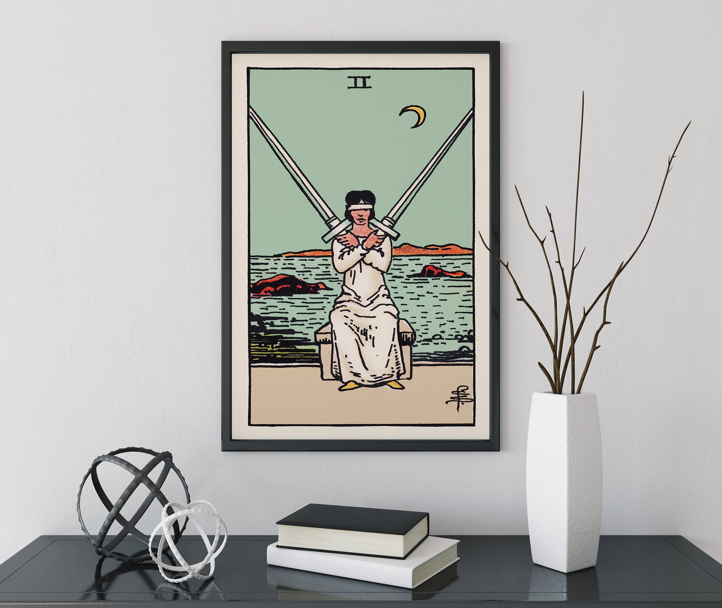 Two Of Swords- Tarot Card Print - The 2 Of Swords Card Poster, No Frame
