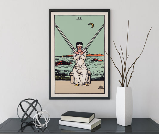 Two Of Swords- Tarot Card Print - The 2 Of Swords Card Poster, No Frame