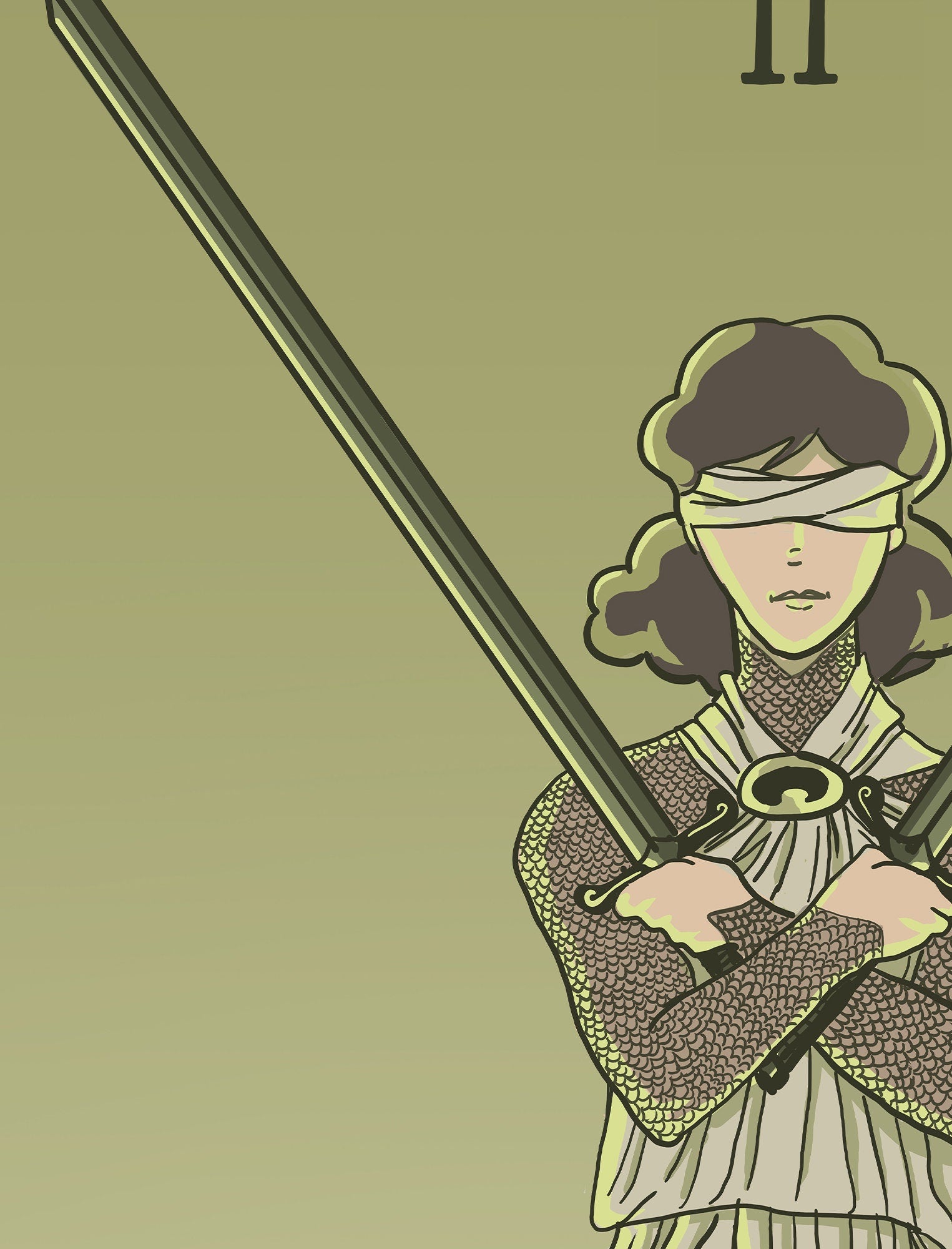 Two Of Swords- Tarot Card Print from the Green Menagerie Tarot - The 2 Of Swords Card Poster, No Frame