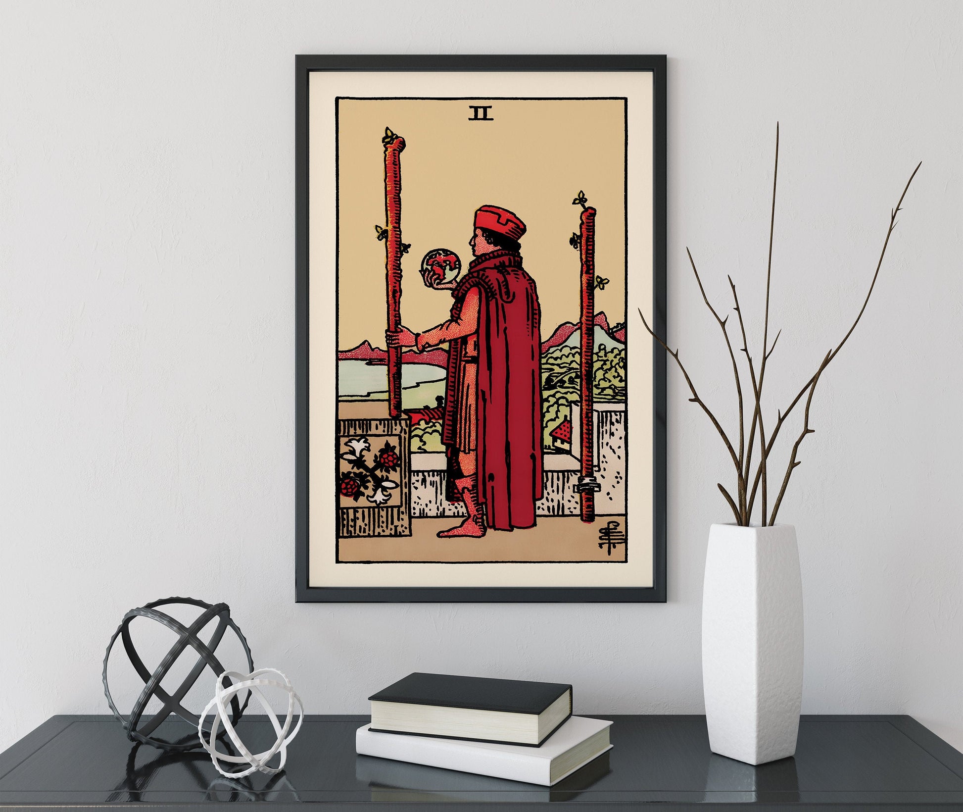 Two of Wands- Tarot Card Print - The 2 of Wands Card Poster, No Frame