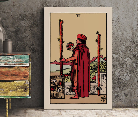 Two Of Wands Tarot Card Print Poster No Frame Wall Art For Tarot Enthusiasts And Collectors by My Store