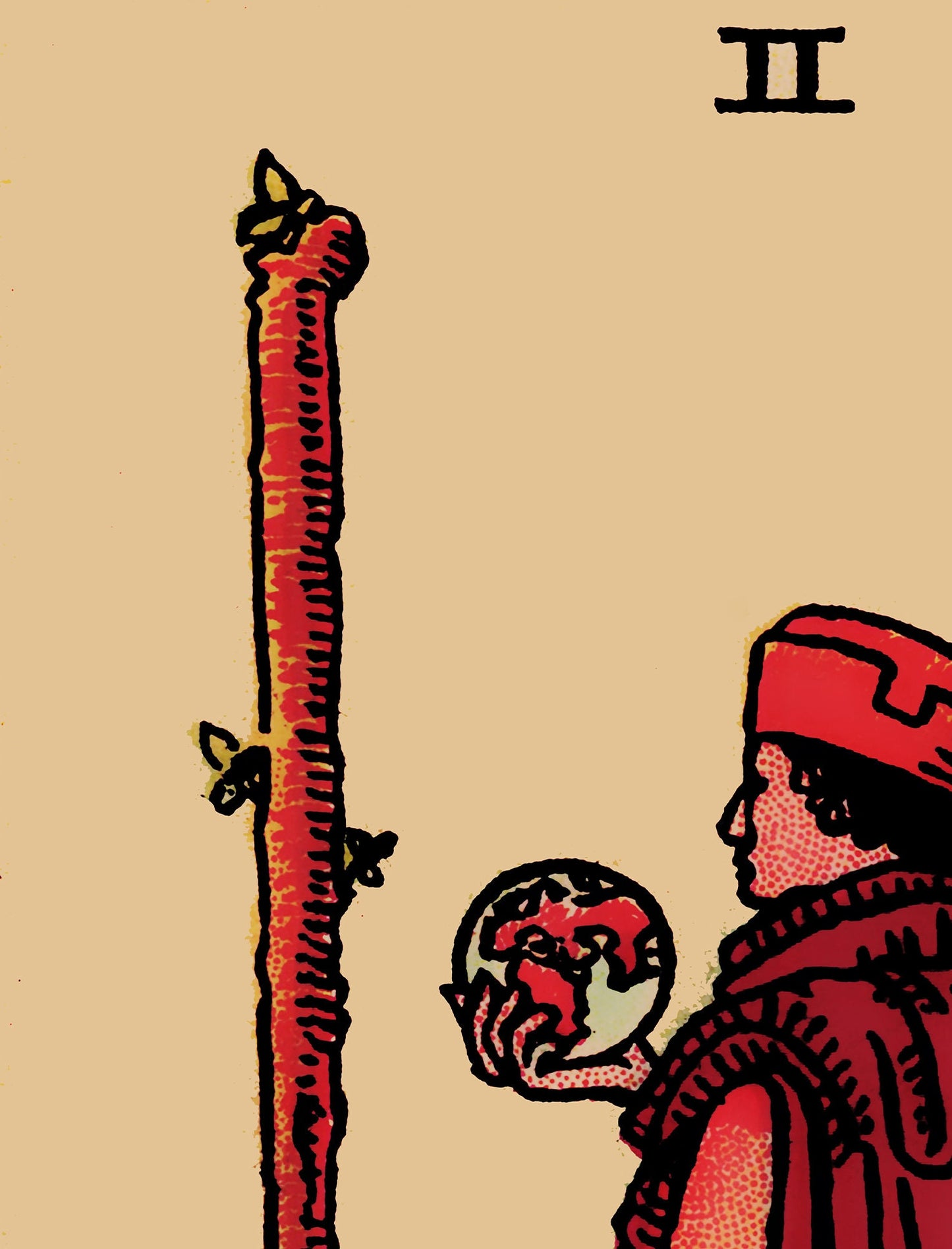 Two of Wands- Tarot Card Print - The 2 of Wands Card Poster, No Frame