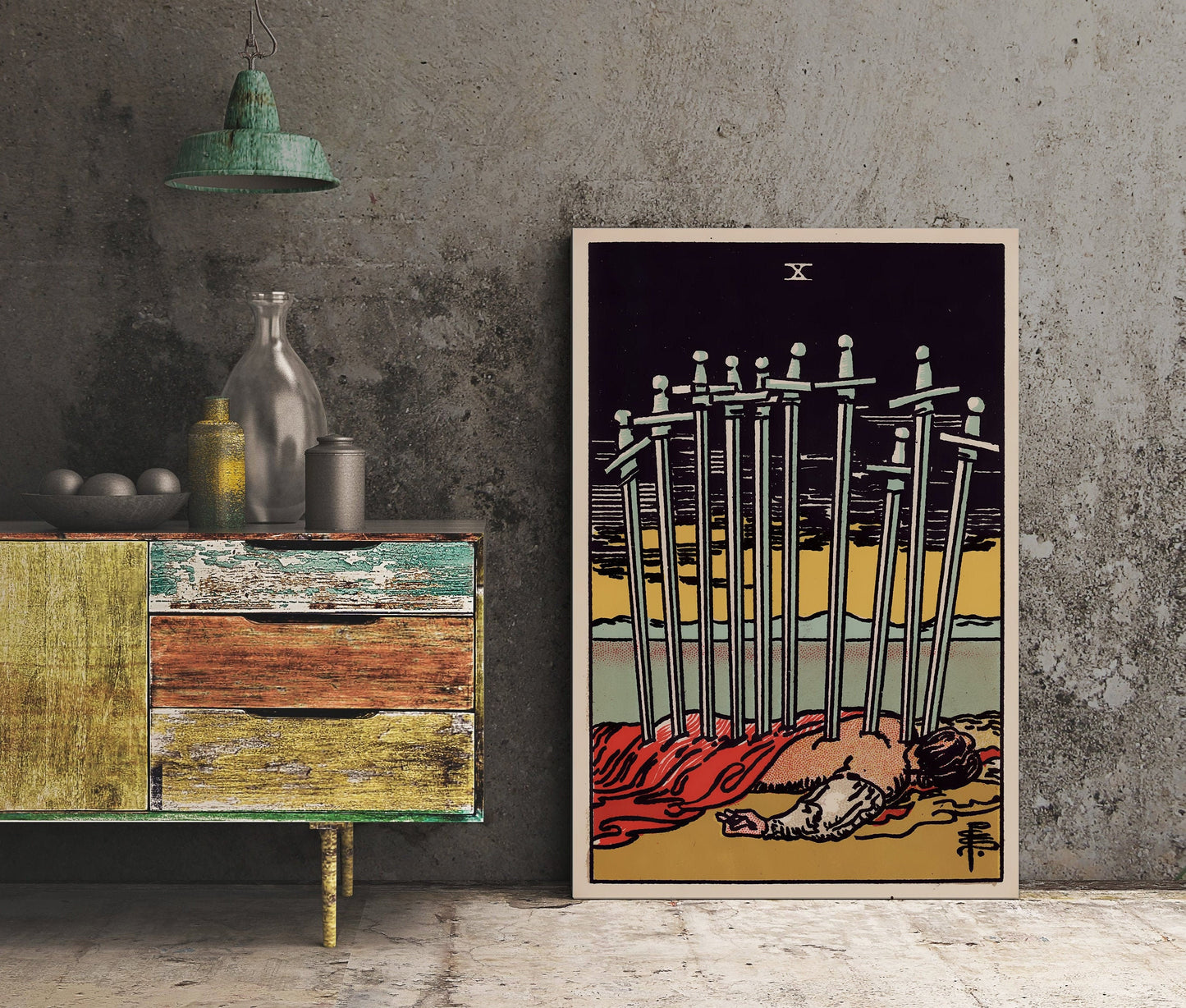 10 Of Swords - Tarot Card Print - The 10 Of Swords Card Poster, No Frame