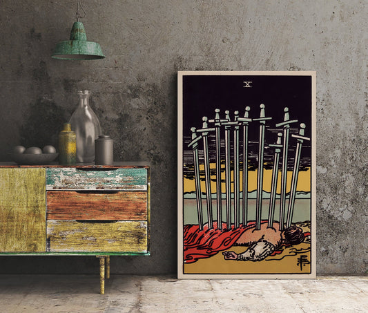10 Of Swords - Tarot Card Print - The 10 Of Swords Card Poster, No Frame
