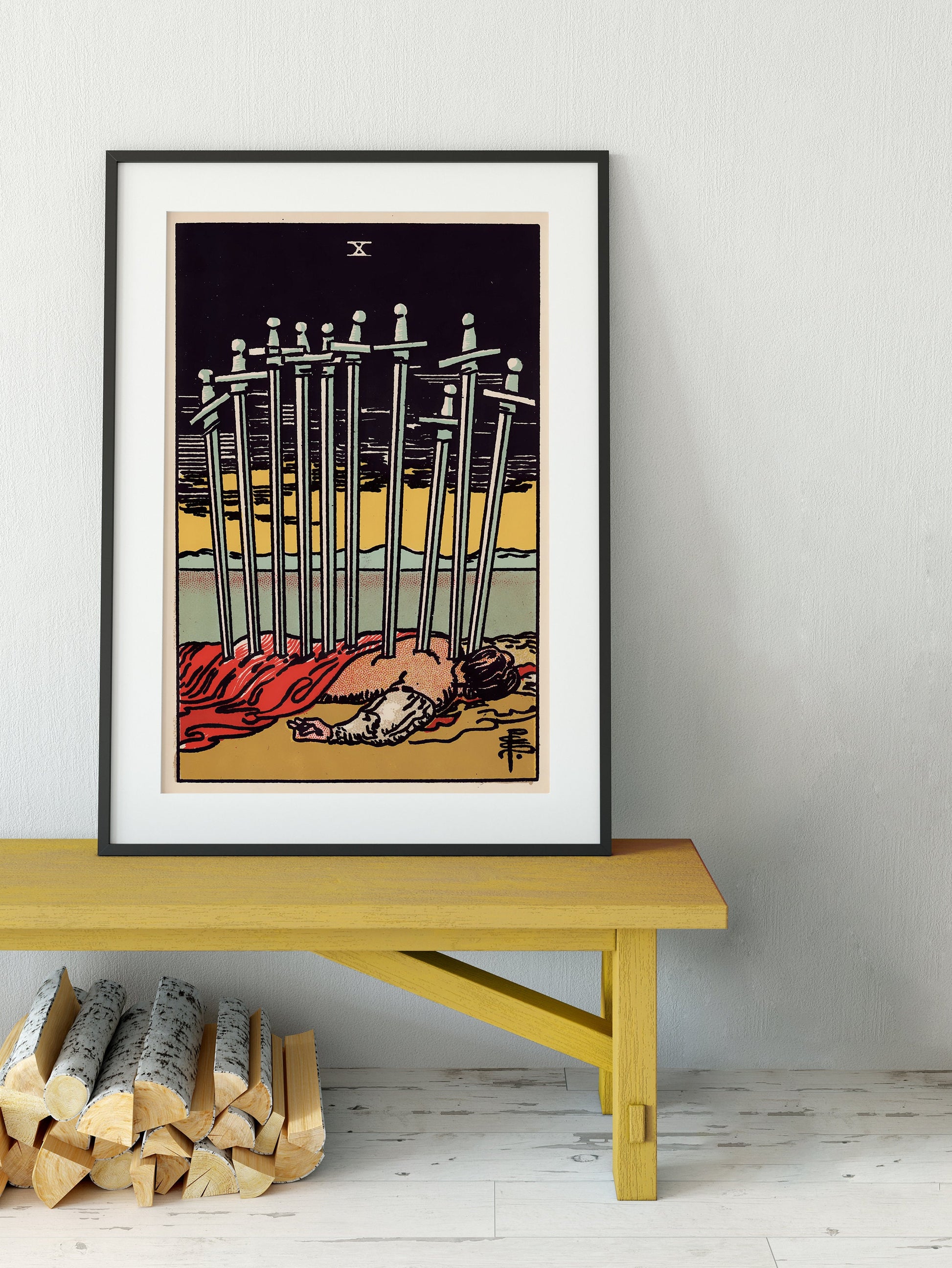 10 Of Swords - Tarot Card Print - The 10 Of Swords Card Poster, No Frame