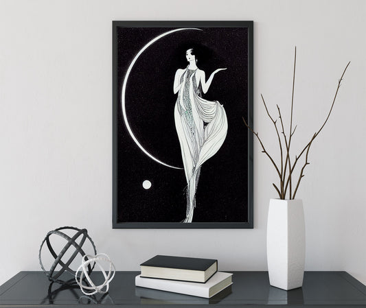 1920 Deco - Art Nouveau Moon Goddess - Poster Bohemian - Goddess Print Large Artwork Hippie Lady - Harry Clarke Style