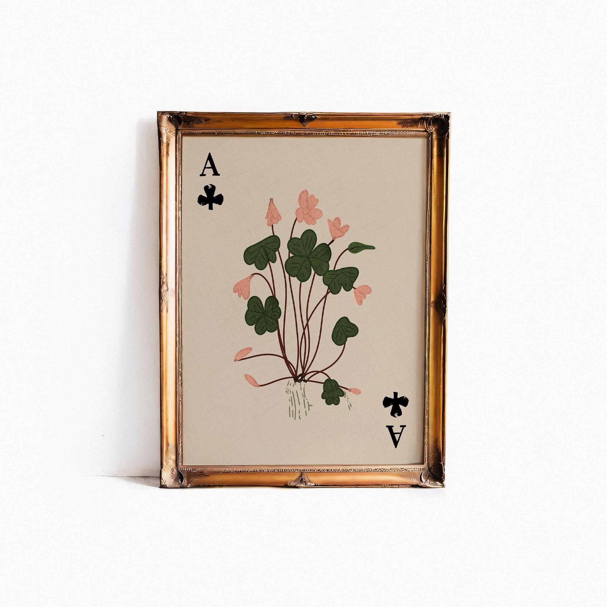 Ace of Clubs - Moody Floral Print - Dark Academia - Whimsigoth - Floral Print - Beige and Green - Vintage Design