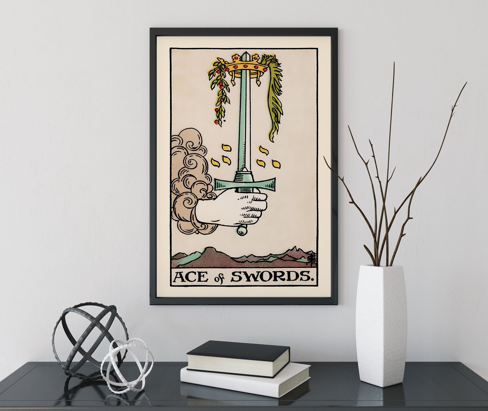 Ace of Swords- Tarot Card Print - The Ace of Swords Card Poster, No Frame