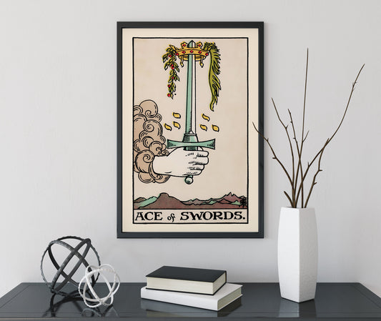 Ace of Swords- Tarot Card Print - The Ace of Swords Card Poster, No Frame