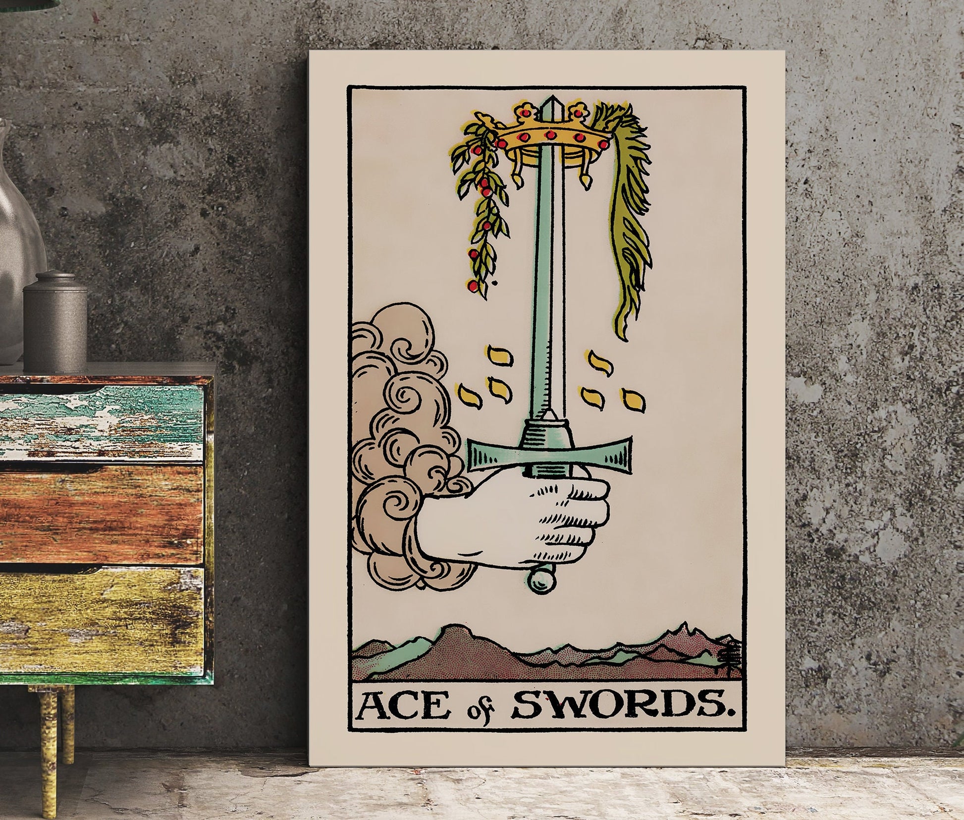 Ace of Swords- Tarot Card Print - The Ace of Swords Card Poster, No Frame
