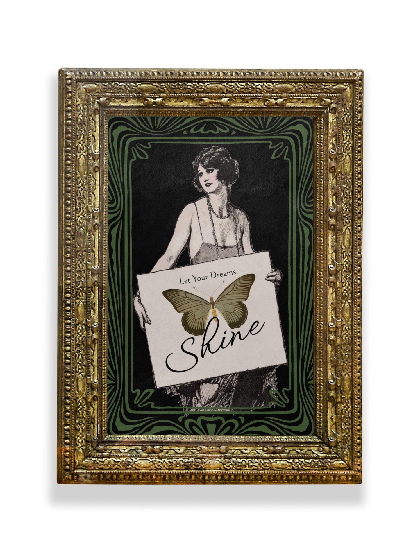 Art Deco Goddess Print - Let Your Dreams Shine - Deco - Art Nouveau Poster Bohemian - Motivational Vintage Print