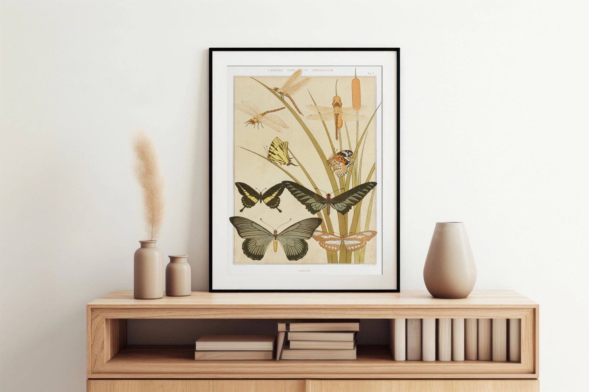 Art Nouveau Butterfly Poster - Neutral Floral Print Bohemian Print - Beige - Papillons (1897) illustrated by Maurice Pillard Verneuil