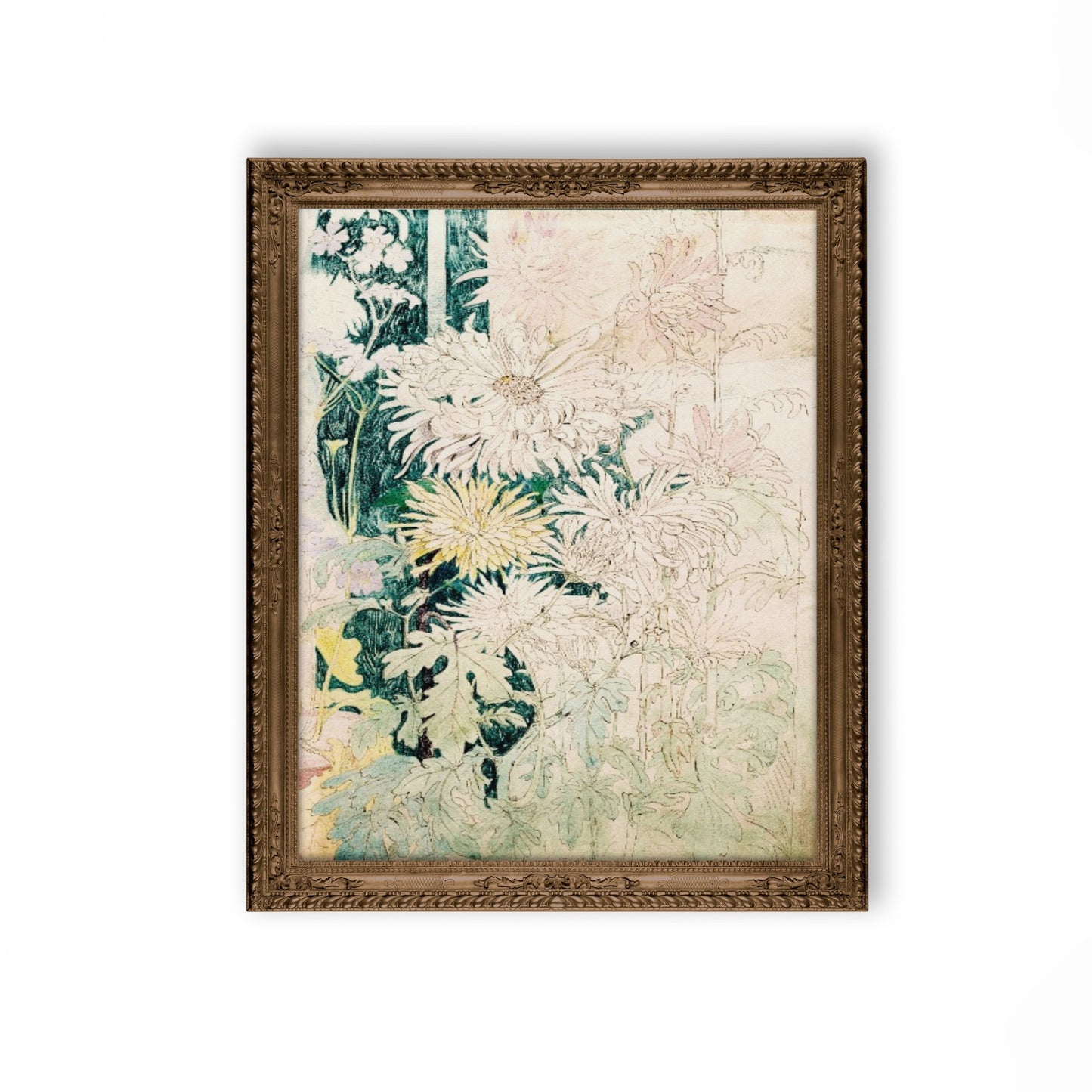 Art Nouveau Poster Floral Print Bohemian Print Large Artwork - Theo van Hoytema - Beige and Green - Vintage
