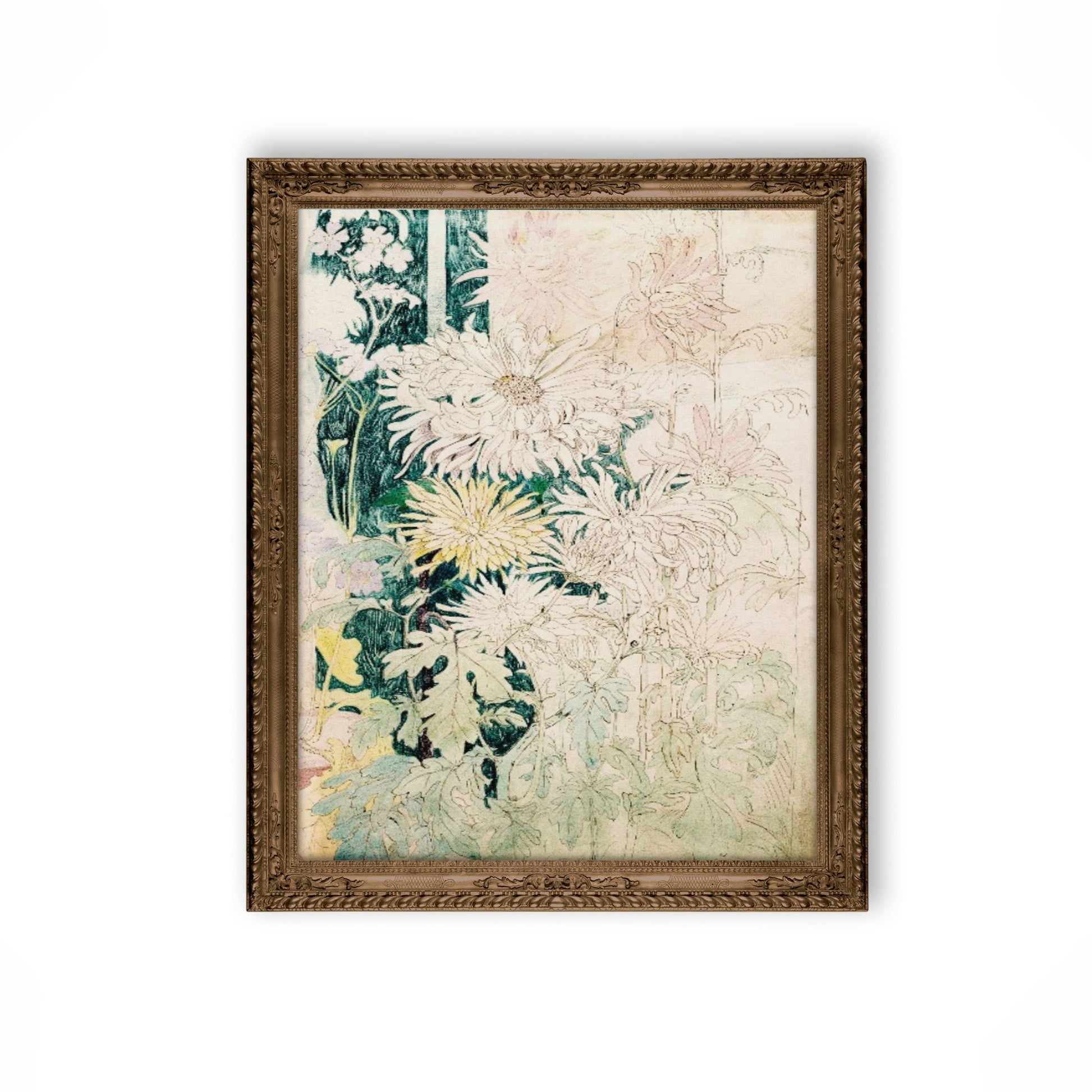 Art Nouveau Poster Floral Print Bohemian Print Large Artwork - Theo van Hoytema - Beige and Green - Vintage