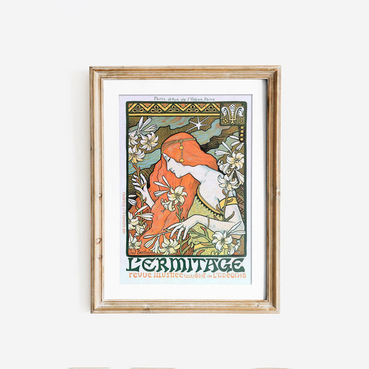 Art Nouveau Print - Paul Brothers - Vintage Orange and Green - Bohemian Print - Large Artwork