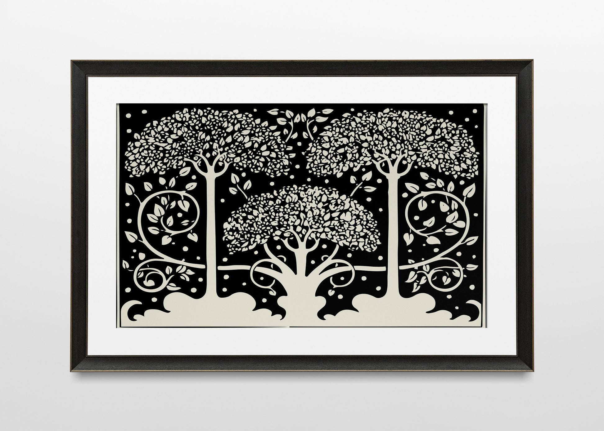 Aubrey Beardsley - Three Trees - Ornamental Art Nouveau - Floral - Vintage Black and Beige Print