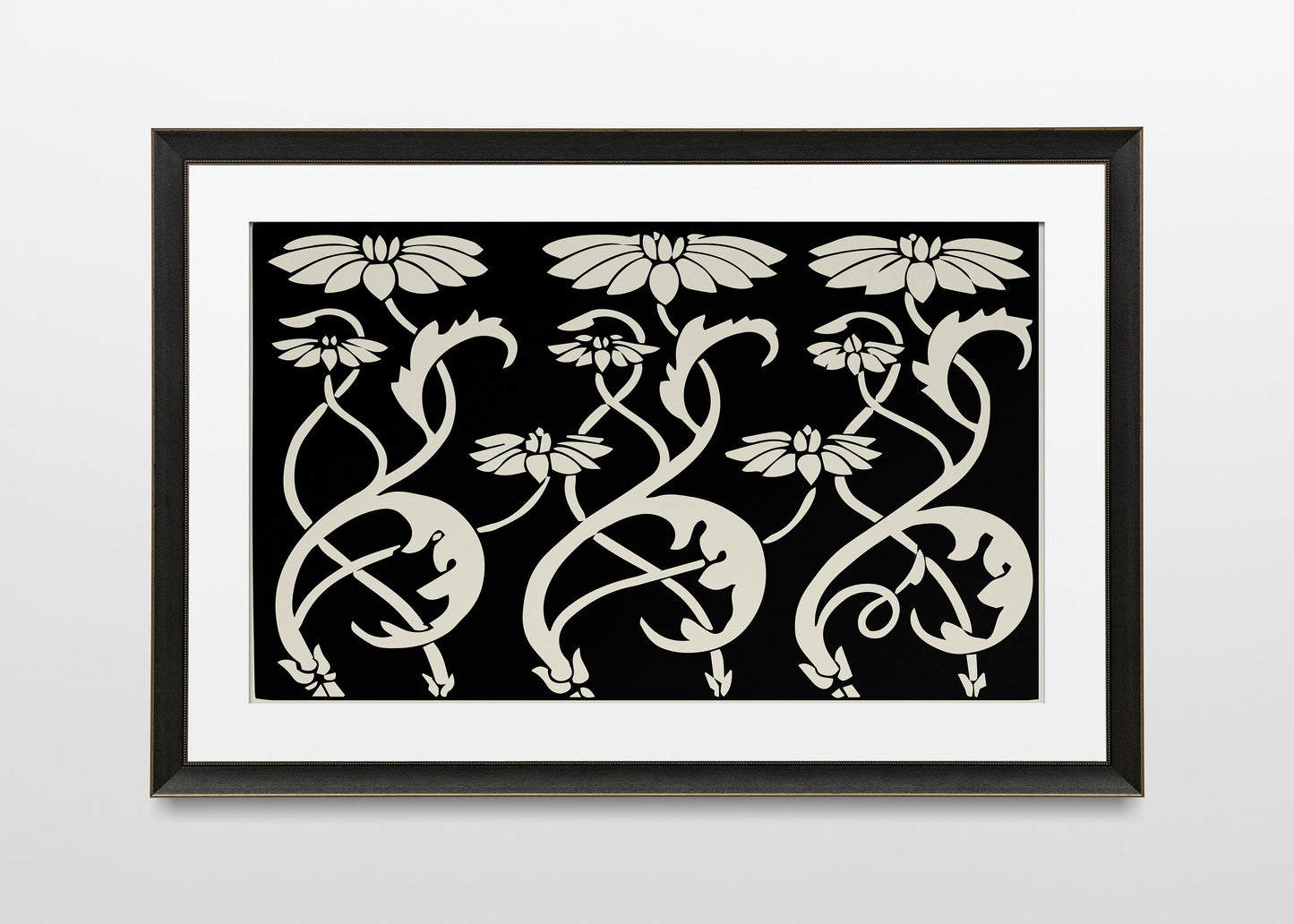 Aubrey Beardsley - Vintage Floral - Ornamental Art Nouveau - Floral - Vintage Black and Beige Print