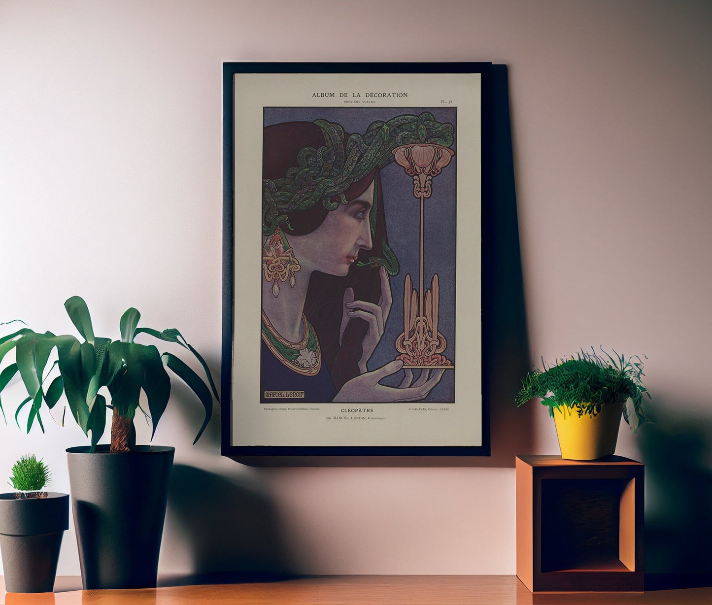 Cleopatra Whispering to Snakes Print, Egyptian Goddess of the Nile Poster (No Frame)
