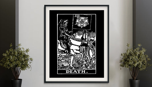 Death - Tarot Card Print - The Death Black Card Rider Waite Black Poster, No Frame
