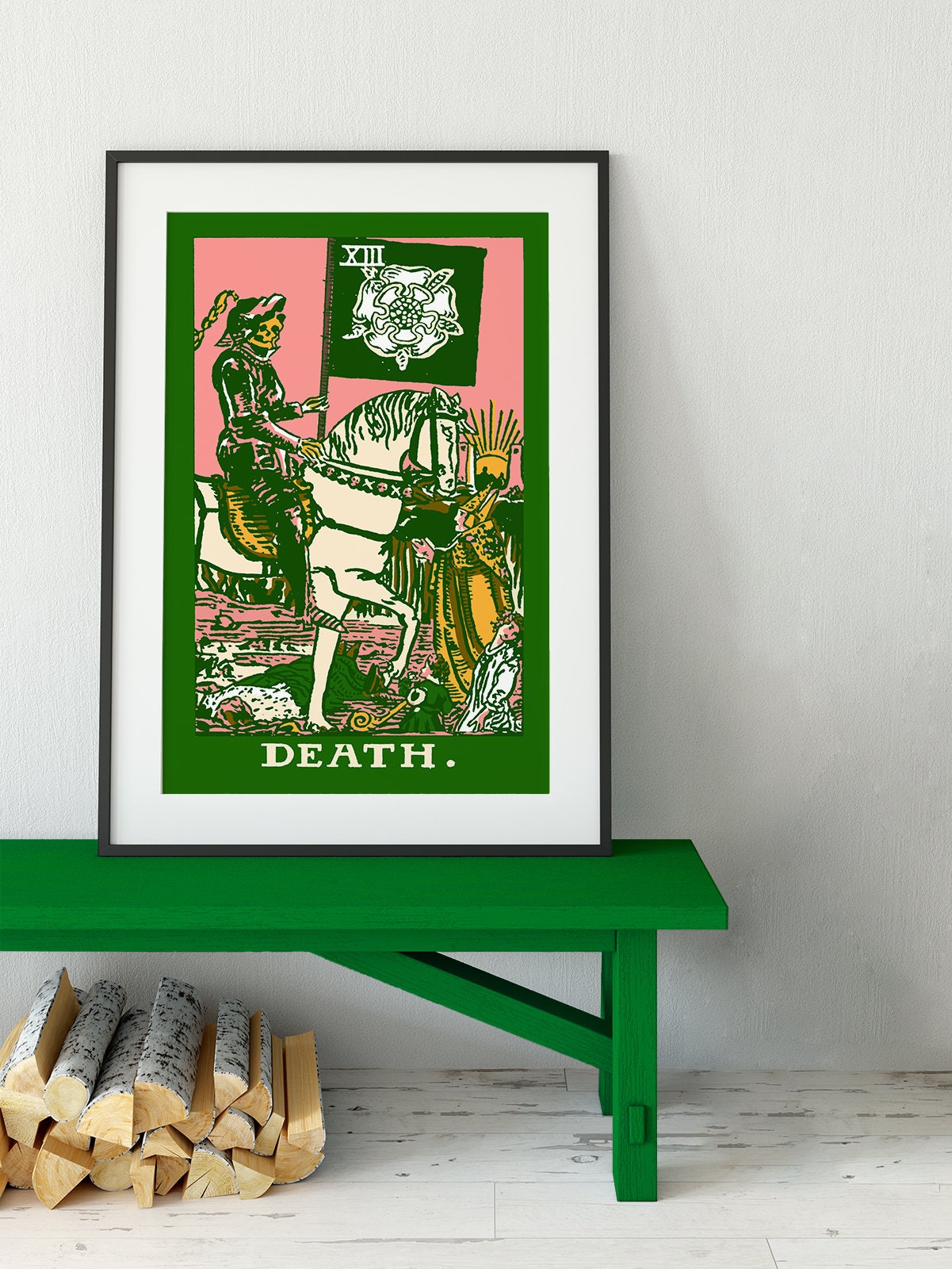 Death - Tarot Card Print - The Death Card Bubblegum goth punk Poster, No Frame