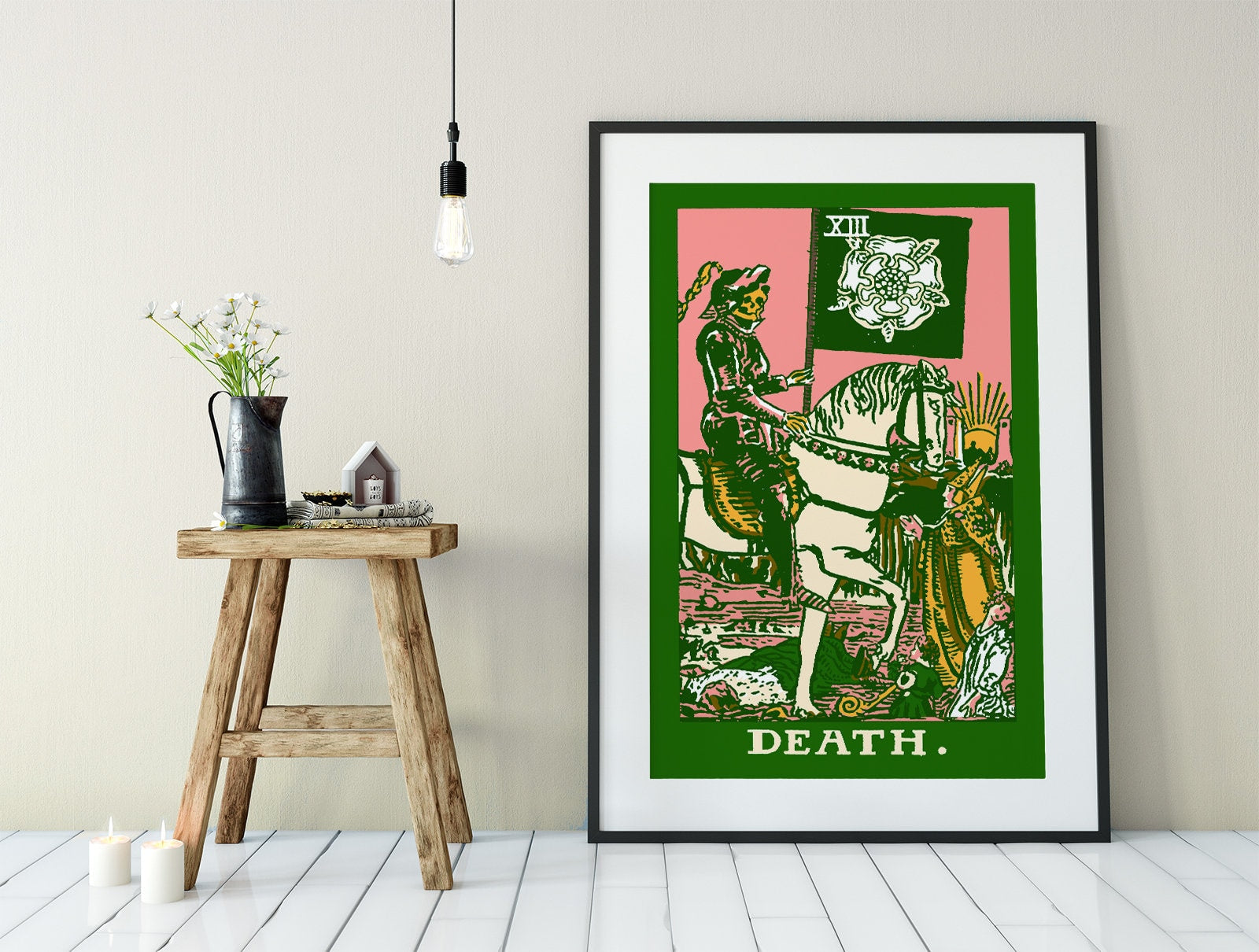 Death - Tarot Card Print - The Death Card Bubblegum goth punk Poster, No Frame