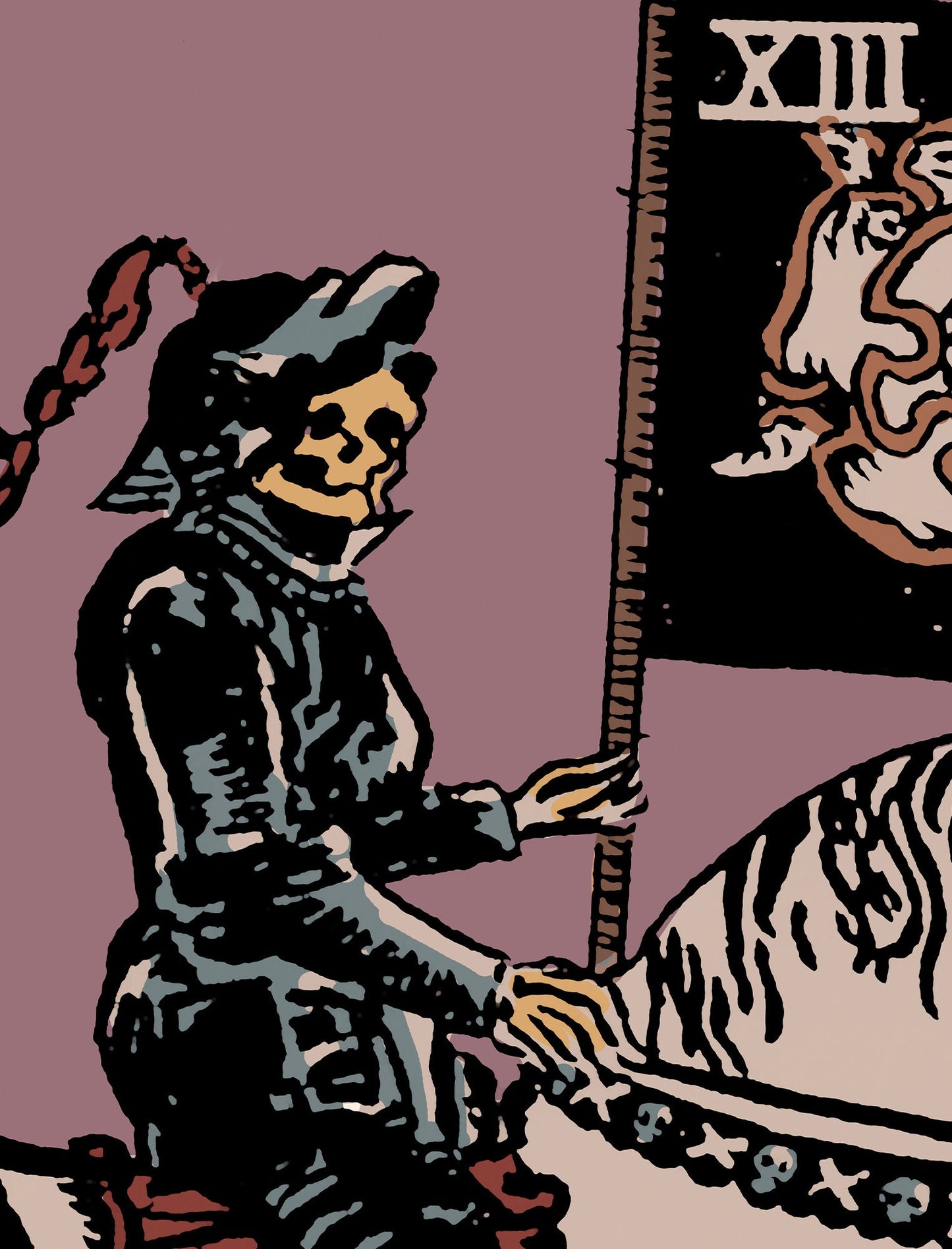 Death - Tarot Card Print - The Death Card Darker Colorway Poster, No Frame