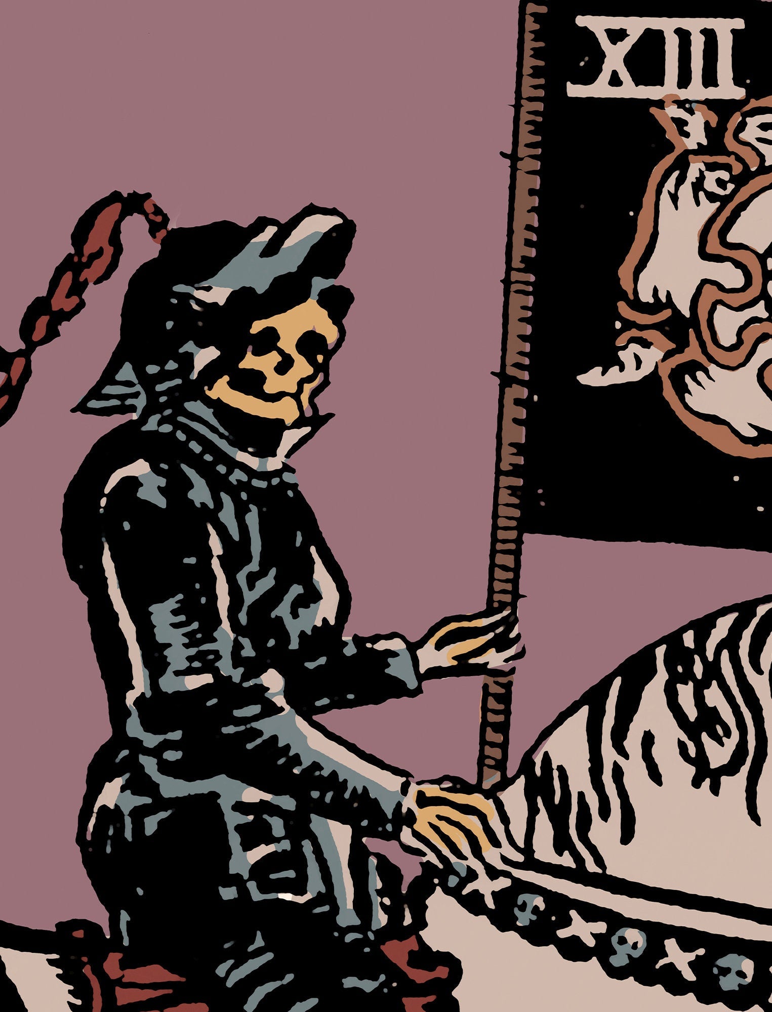 Death - Tarot Card Print - The Death Card Darker Colorway Poster, No Frame